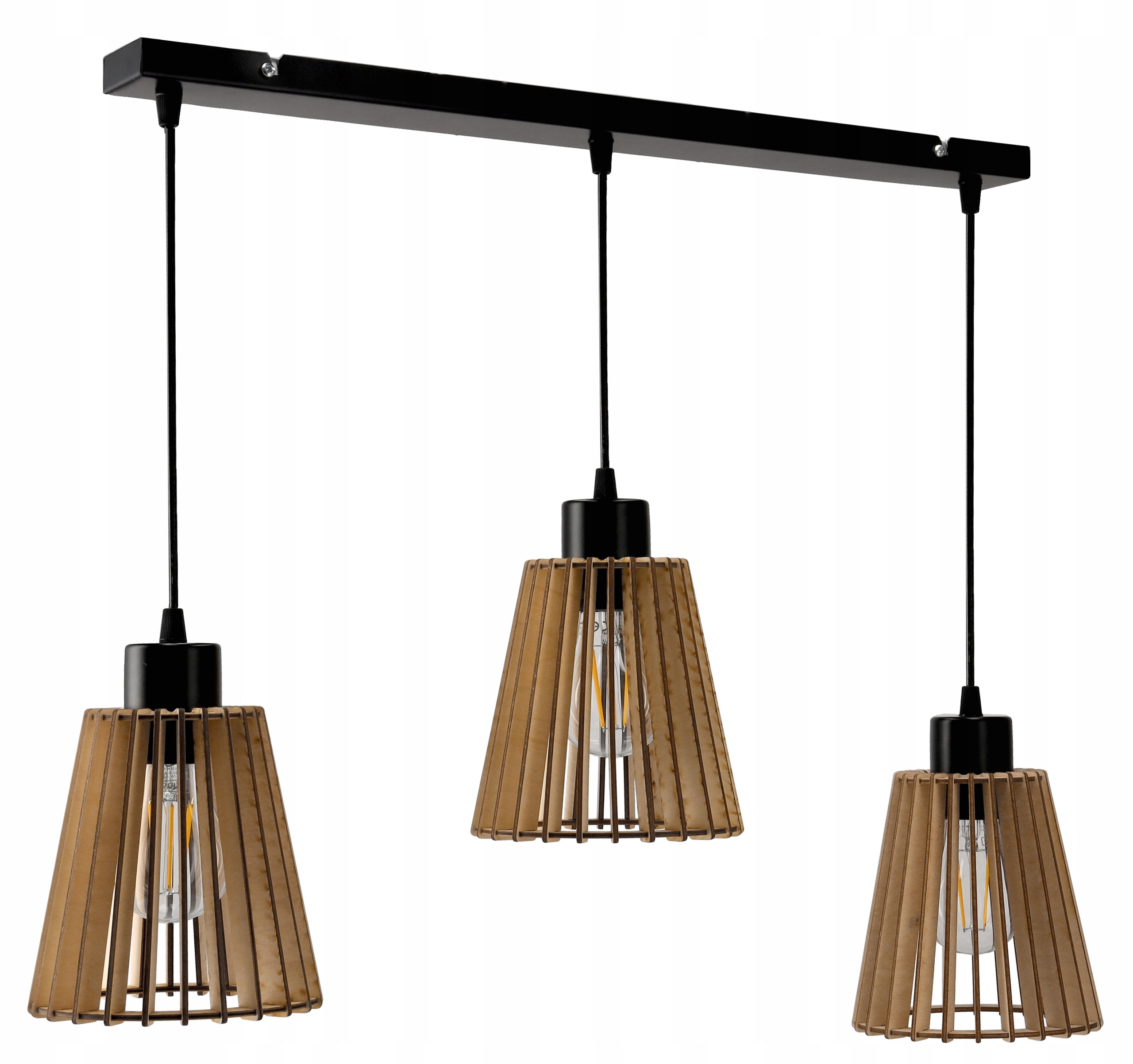 

Lampa Wisząca Sufitowa Belka Stożek Drewniany E27