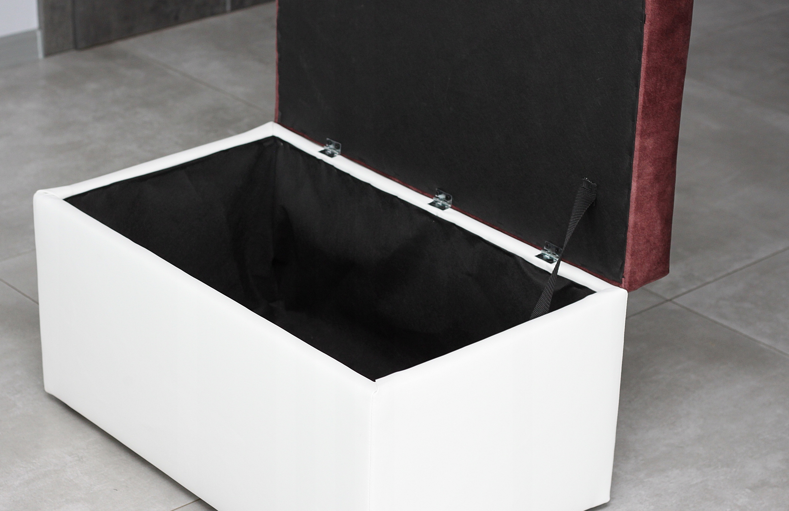 PUFA skrzynia OTWIERANA welur SZARA GLAMOUR cekiny Wysokość mebla 38 cm