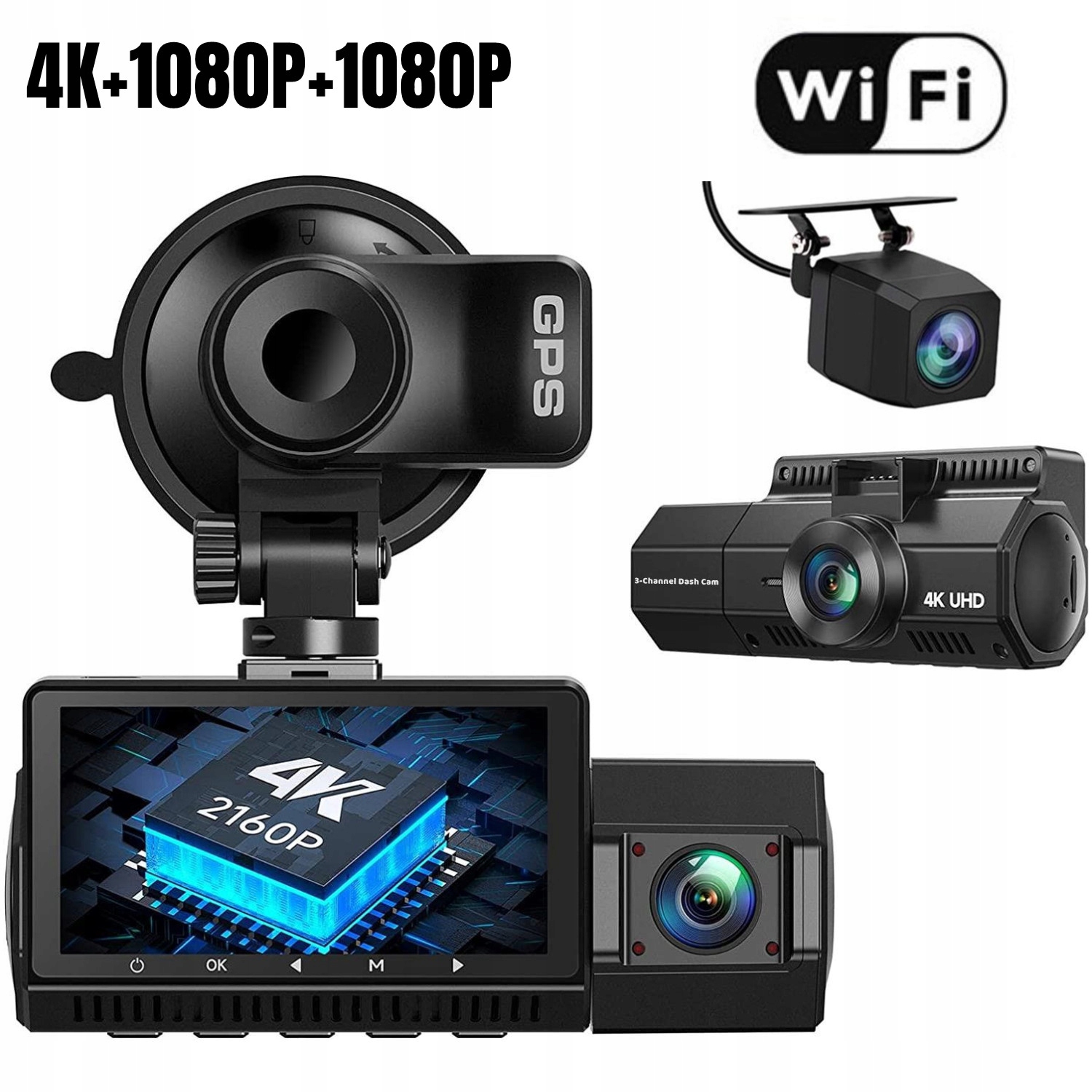 Wideorejestrator A8Pro 3 kamery WiFi GPS Kod producenta A8Pro