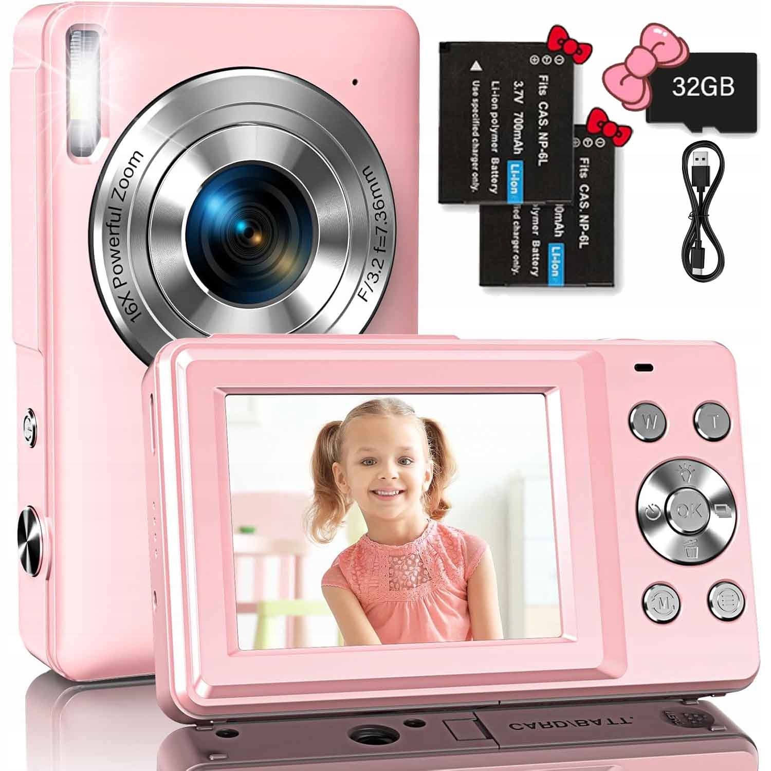 Digitální Fotoaparát Hd Přenosný Fotoaparát 1080P 44 Mp Stabilizace S 16X Zoomem