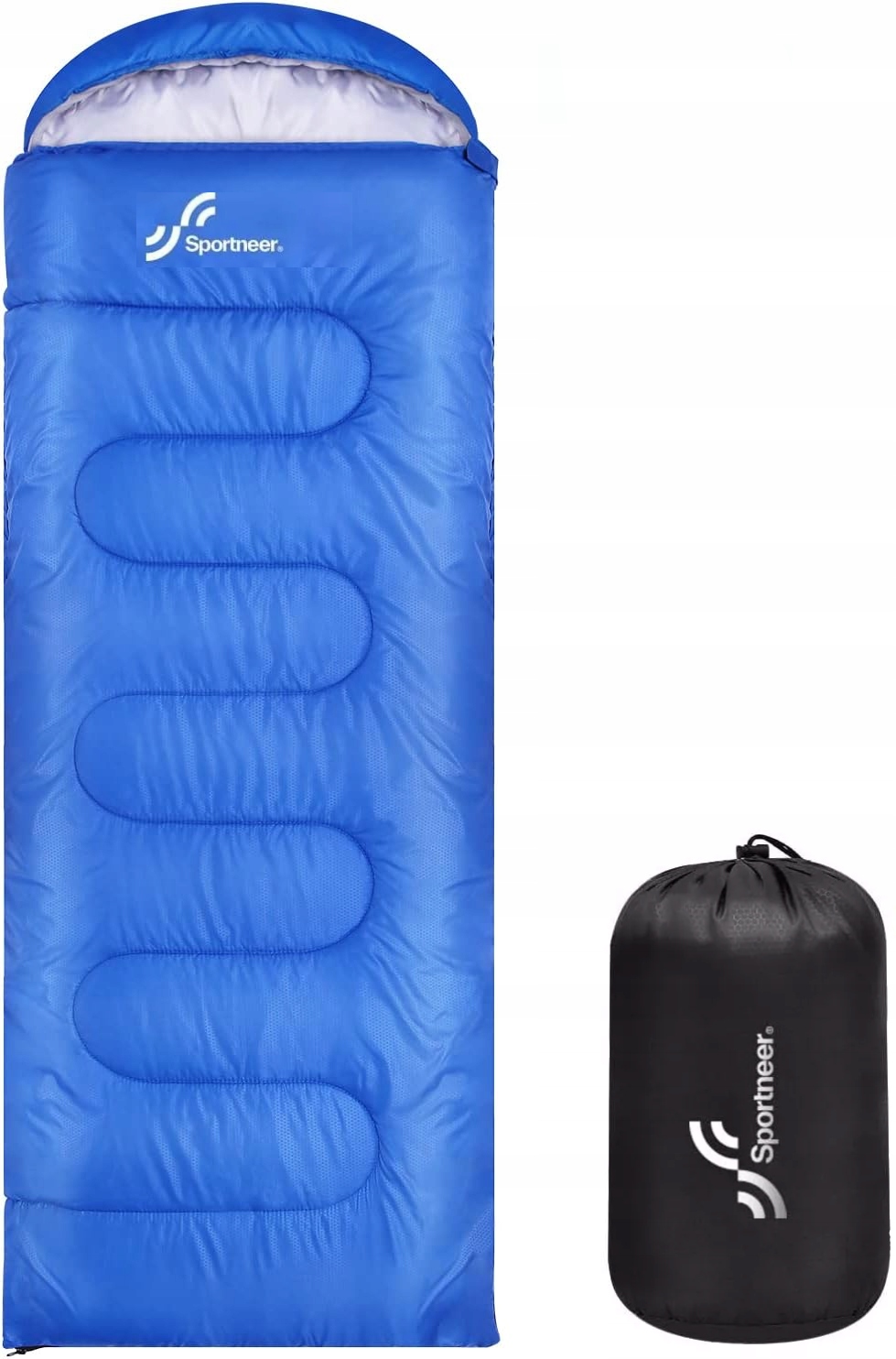 Śpiwór wodoodporny turystyczny na 4 sezony Sportneer niebieski 220x75 cm