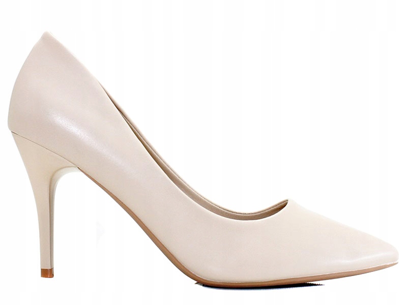 Damskie Czółenka Szpilki Licowe Beż Nude obcas 8 cm P14 38