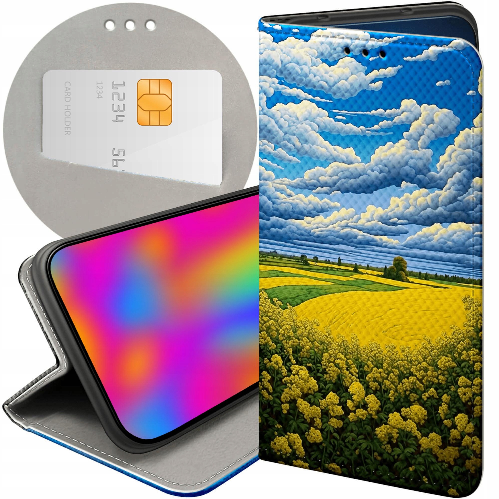 Etui Z Klapką Do Oppo A40 Chmury Niebo Błękit Futerał Pokrowiec Case