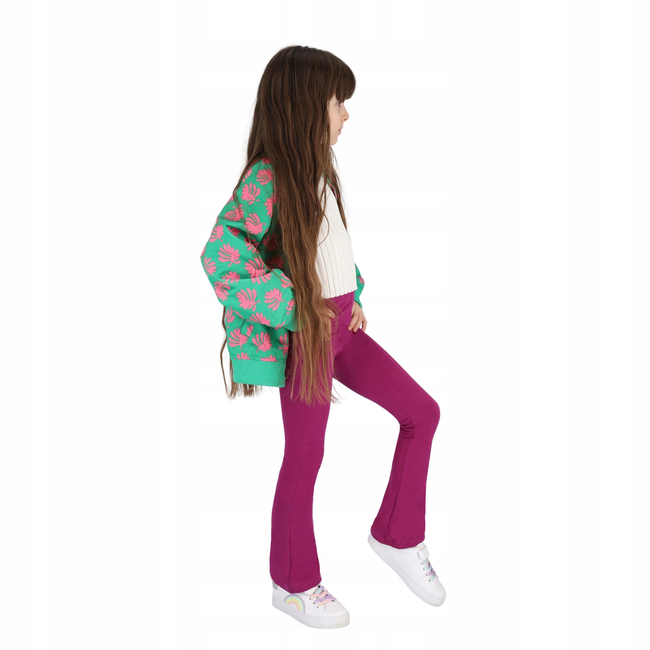 SPODNIE DZWONY DZIEWCZĘCE DRESY BAWEŁNIANE 116 Kolor różowy