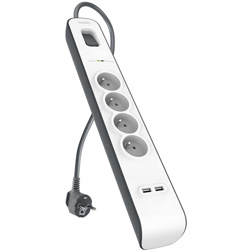 Belkin 2M, 4-portová lišta 2x Usb-a 2.4A, 525J