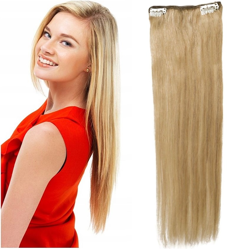 Clip-in Příčesek Do Vlasů 100% Přírodní Dopňková Páska 40 CM blond 16