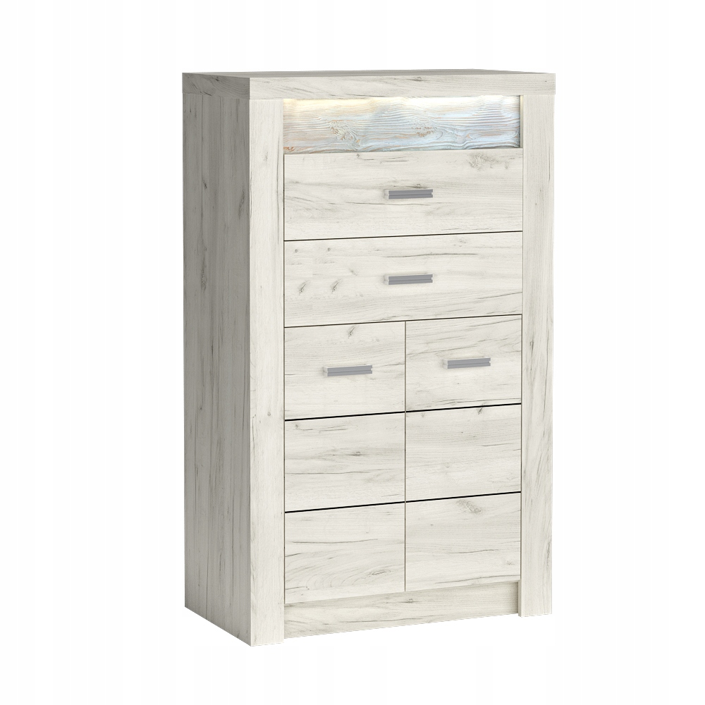 Klasická vysoká komoda Velaro 76 cm Obývací pokoj Kancelář Police Kraft Bílá