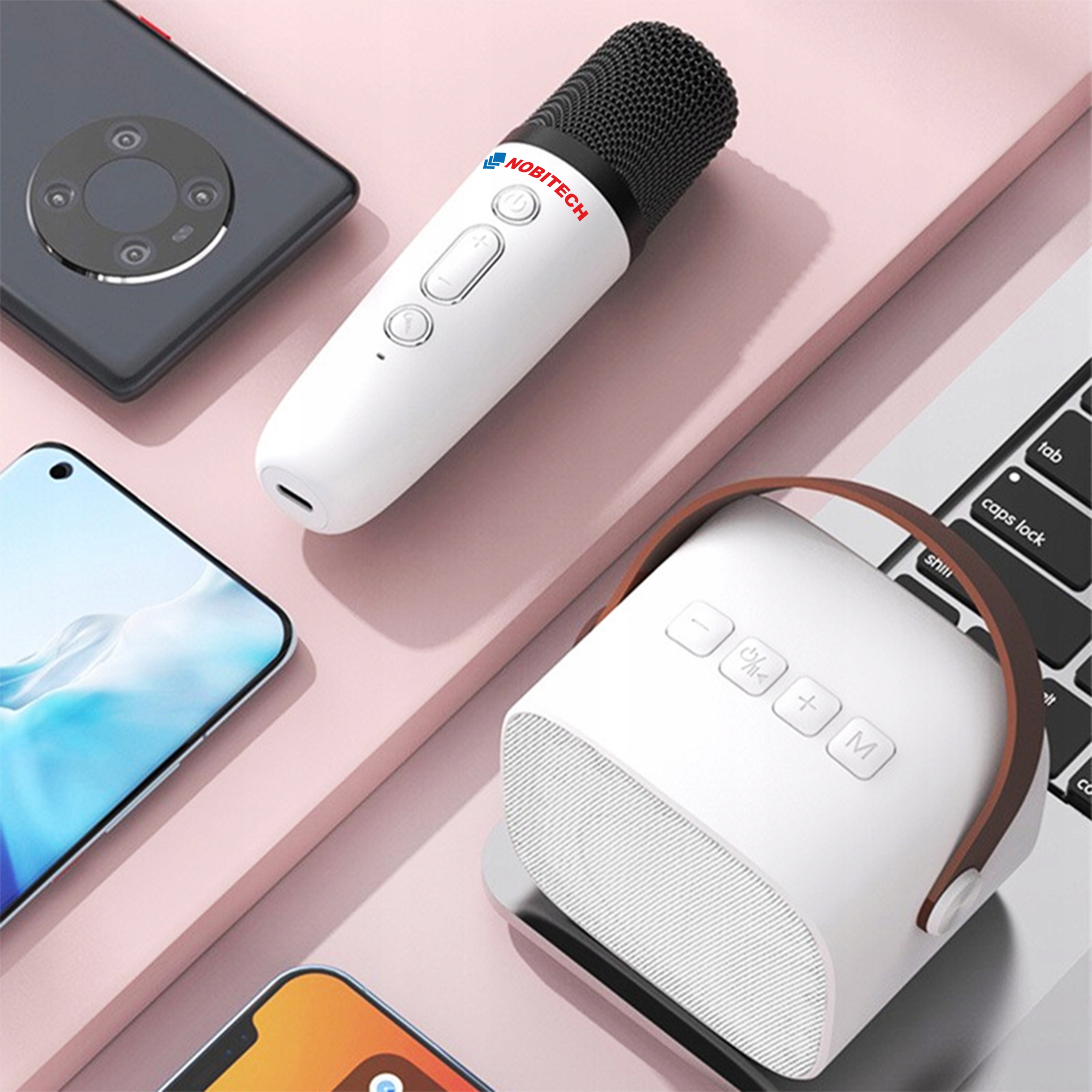 MIKROFON P2 GŁOŚNIK ZESTAW KARAOKE BEZPRZEWODOWY BLUETOOTH MODULACJA Marka Nobitech