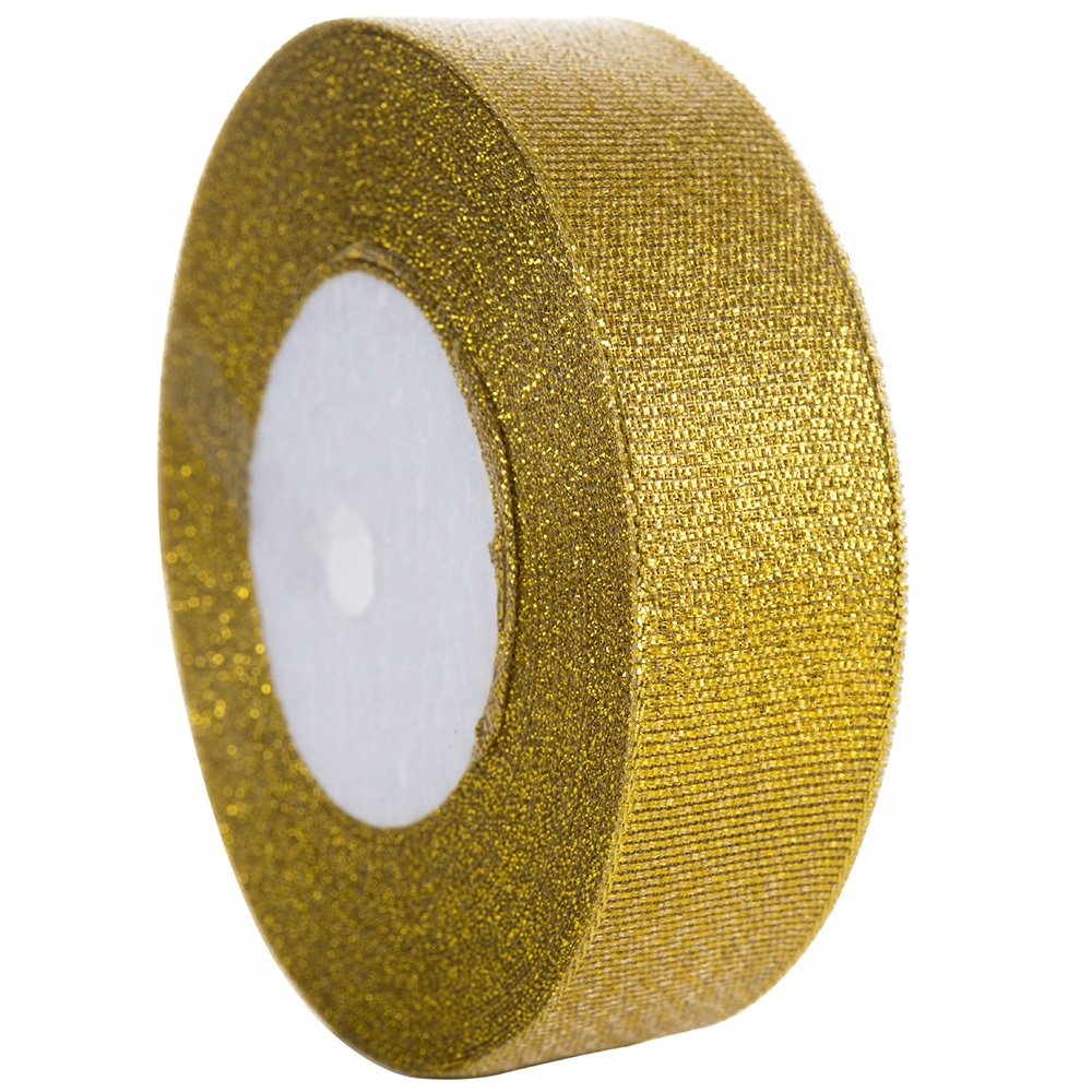 

Wstążka Tasiemka Brokatowa z brokatem 25mm/22m Zło