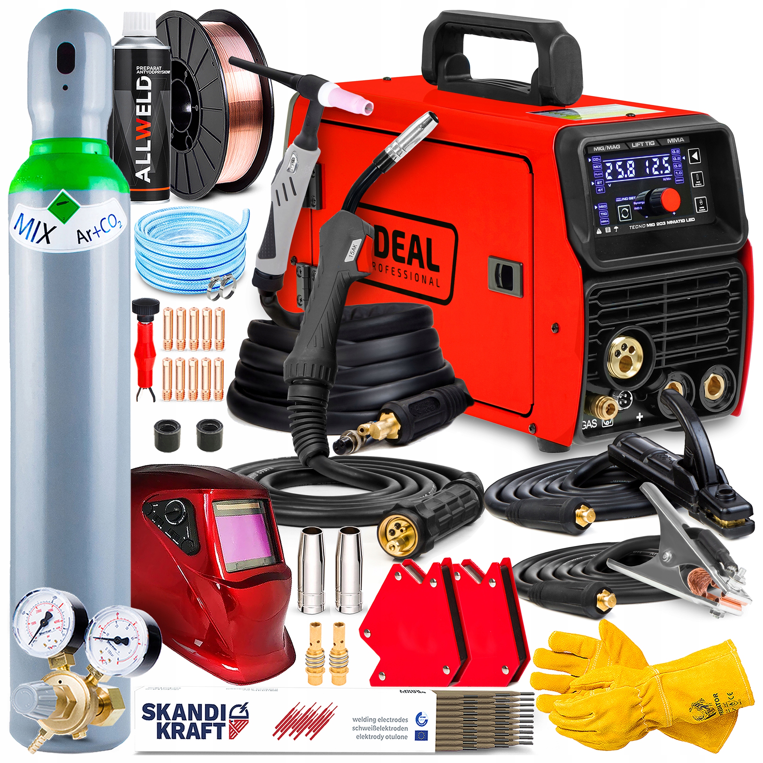 Spawarka Inwertorowa Inwerter Ideal Mig 203 Led Synergia Mma Tig 200A 3W1