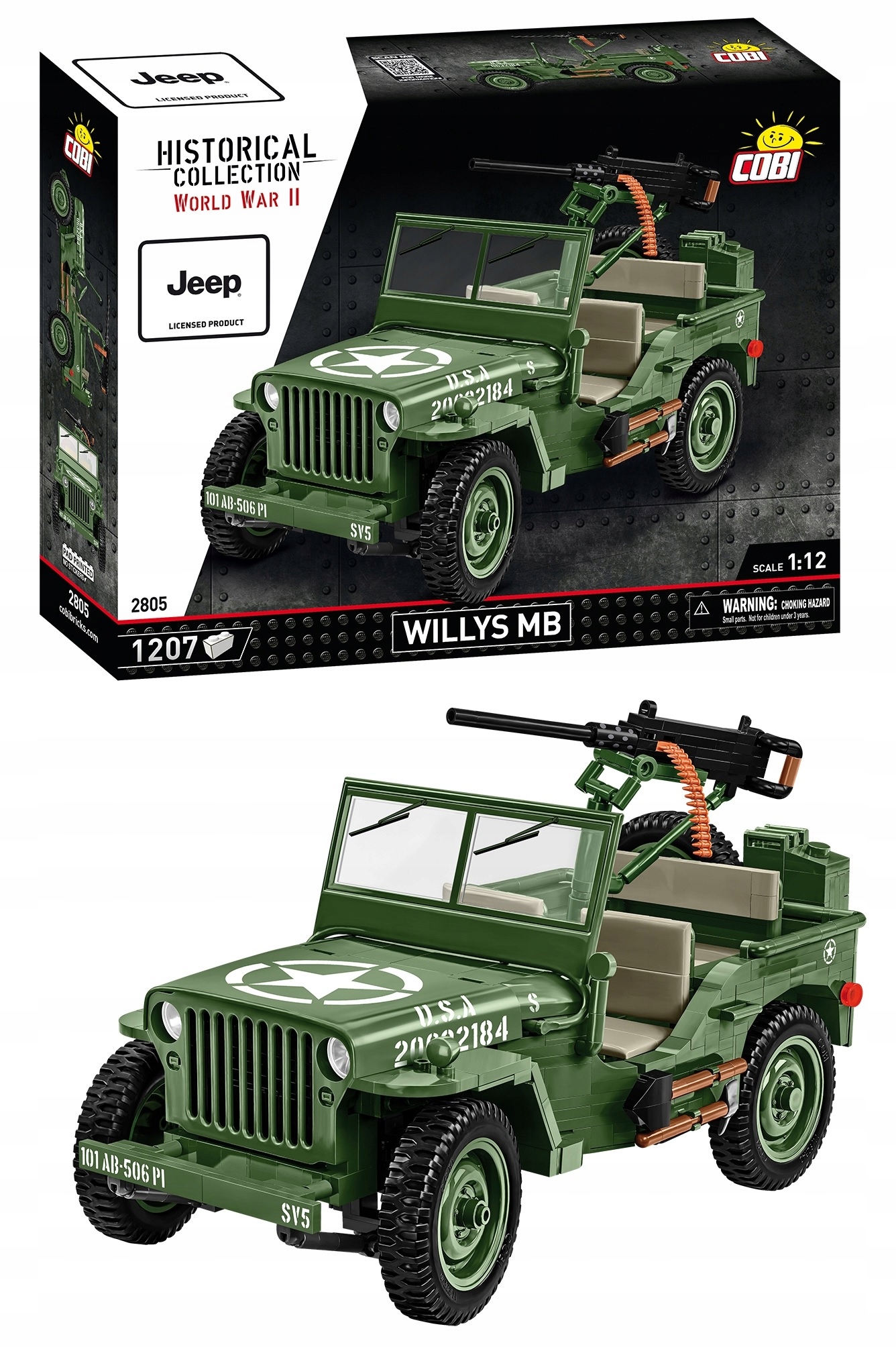 Klocki Cobi 2805 Pojazd Jeep Willys Mb Hc WW2 1207 El.