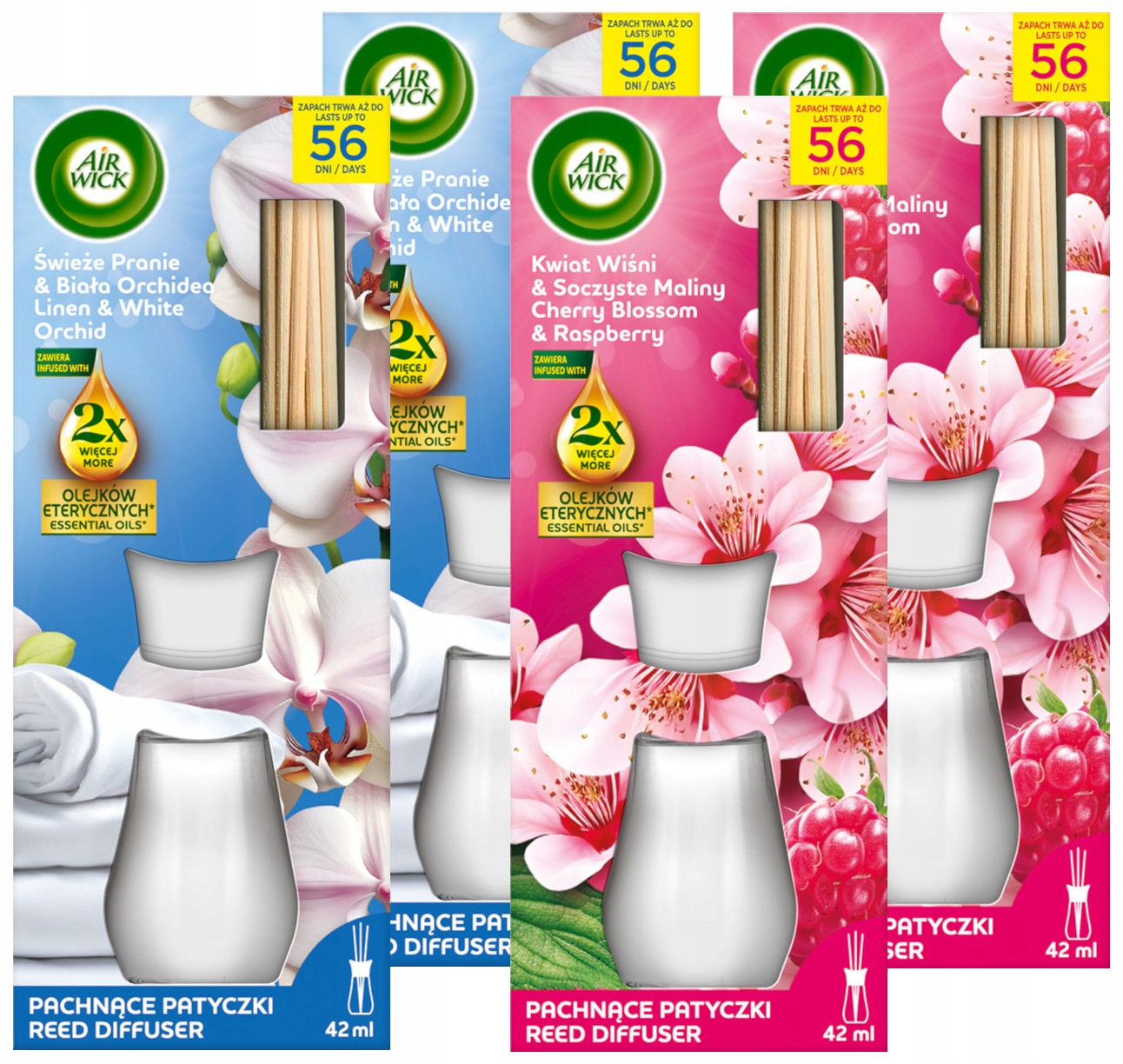 Levně Air Wick Vonné tyčinky Orchidej a Višňový květ, sada 4 kusů