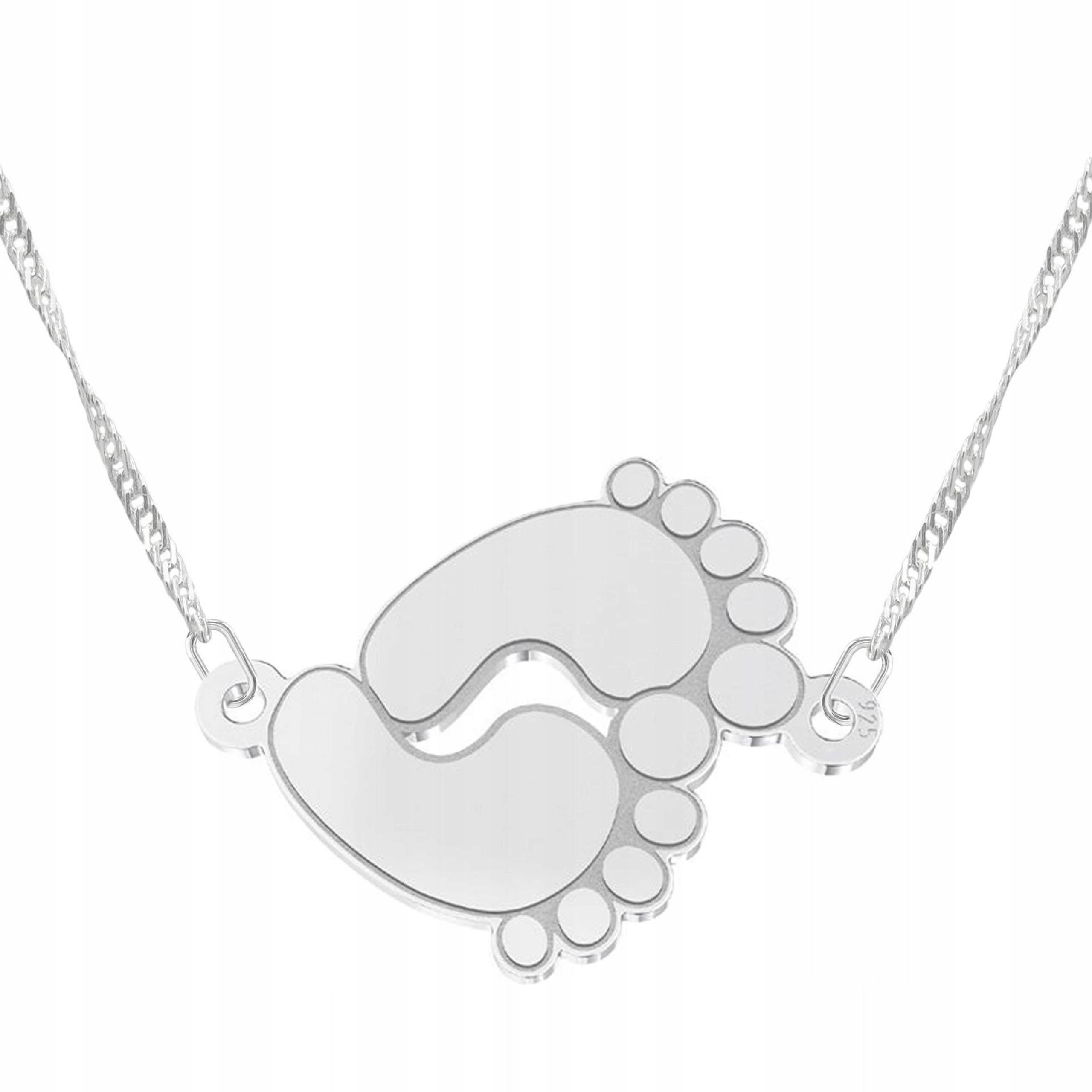 Stříbrný náhrdelník s dětskými chodidly a chodidly pro děti Stříbro 925