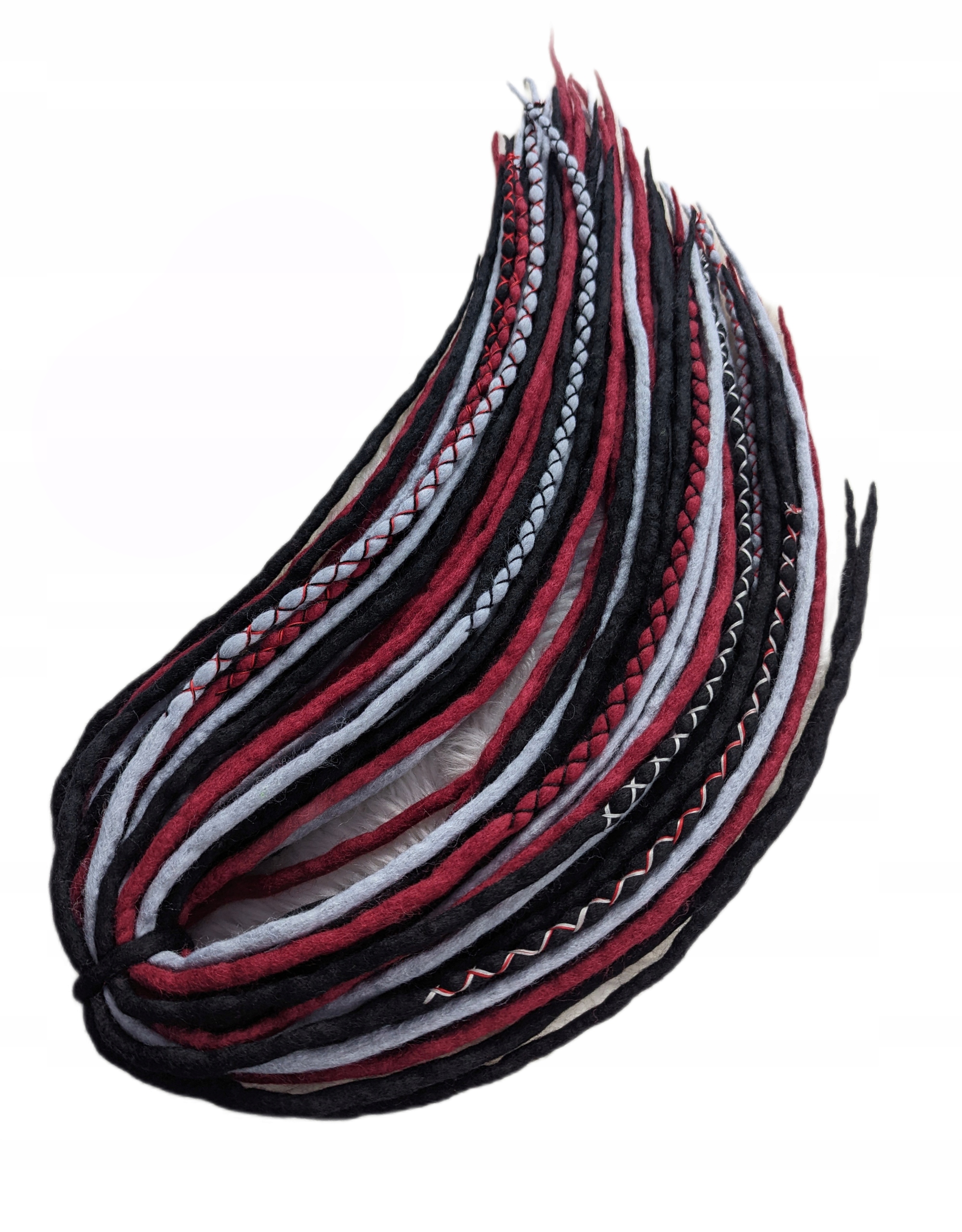 Vlněné pastelky Dredy, černé šedé vínové, Polibek Severu, 40 kusů