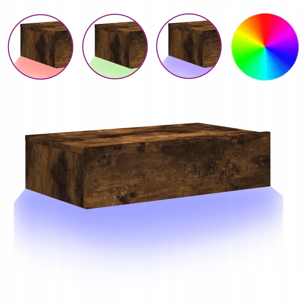 Tv stolek s Rgb Led osvětlením, kouřový dub, 60x35x15,5 cm