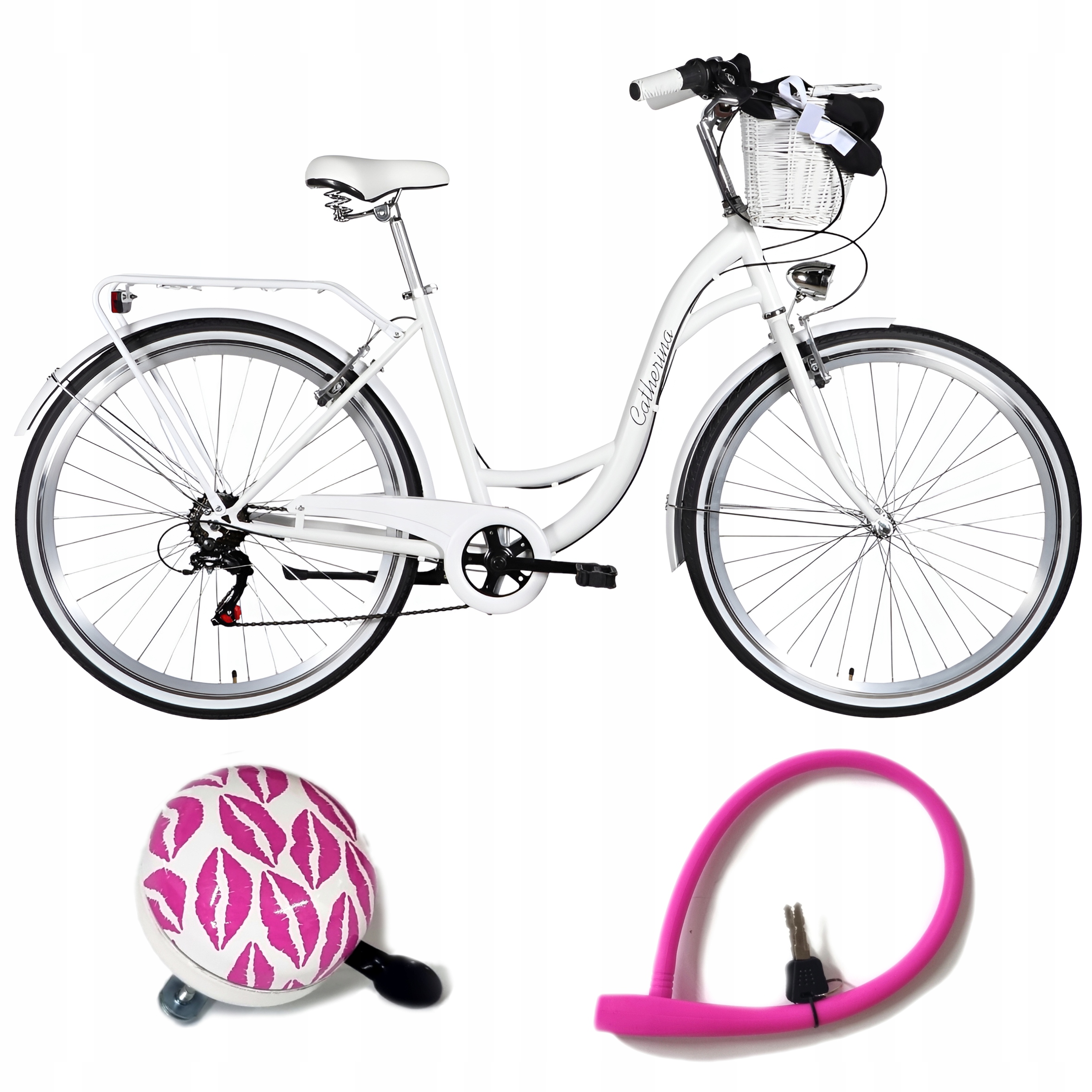 Biały Rower miejski dla kobiet, dziewcząt koła 26/28" rama 17/19"145-179cm