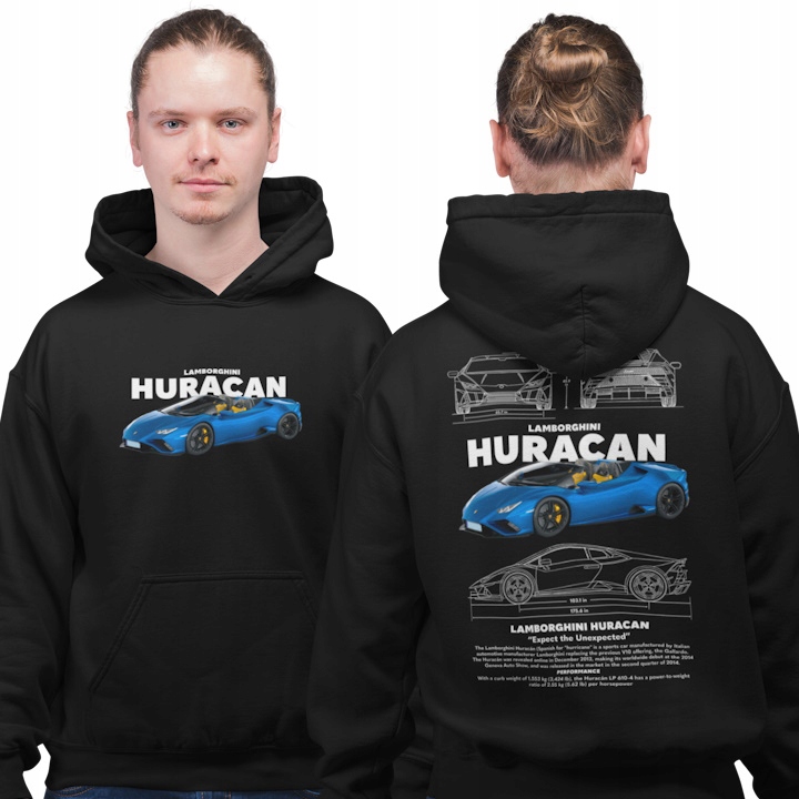 Pánská mikina Lamborghini Huracan s kapucí, sportovní auto tuning, dárek