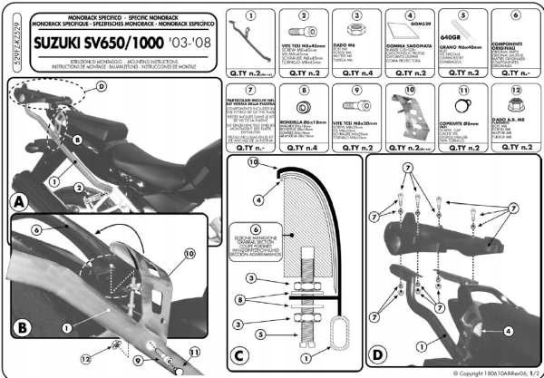 Kappa Rošt Centrálneho Kufra Suzuki Sv 650 S (03-08) Bez Dosky
