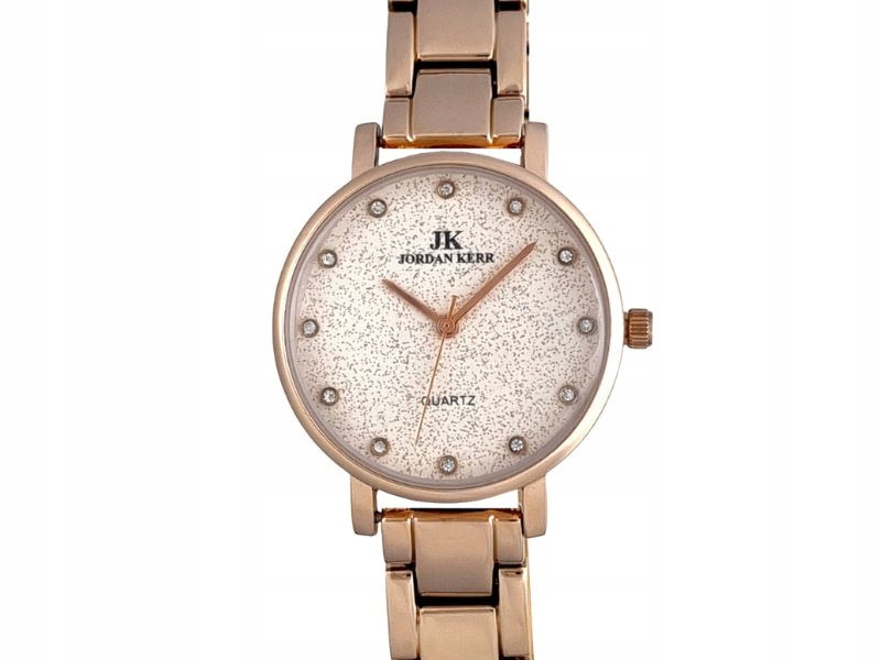 Luxusní růžové dámské brokátové hodinky s elegantním růžovým zlatem