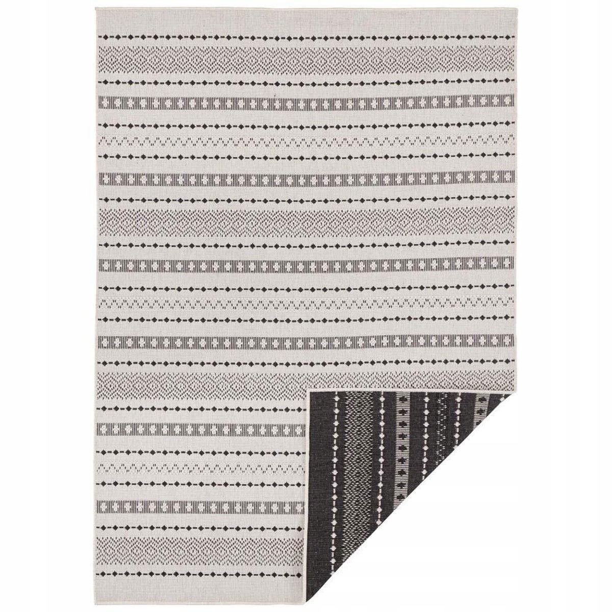 Boho čiernobiely šnúrkový koberec Lily 160 x 230 cm
