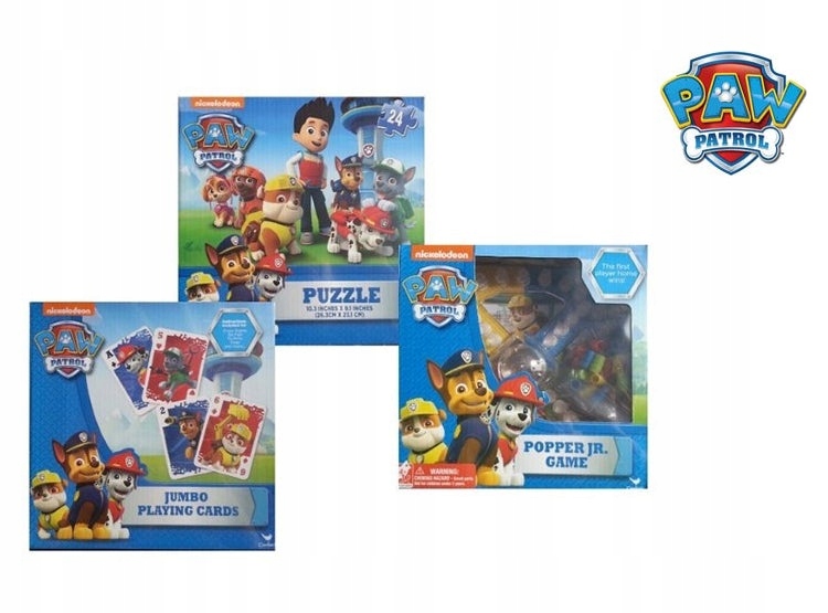 Zestaw Gier Psi Patrol Chińczyk, Puzzle, Karty