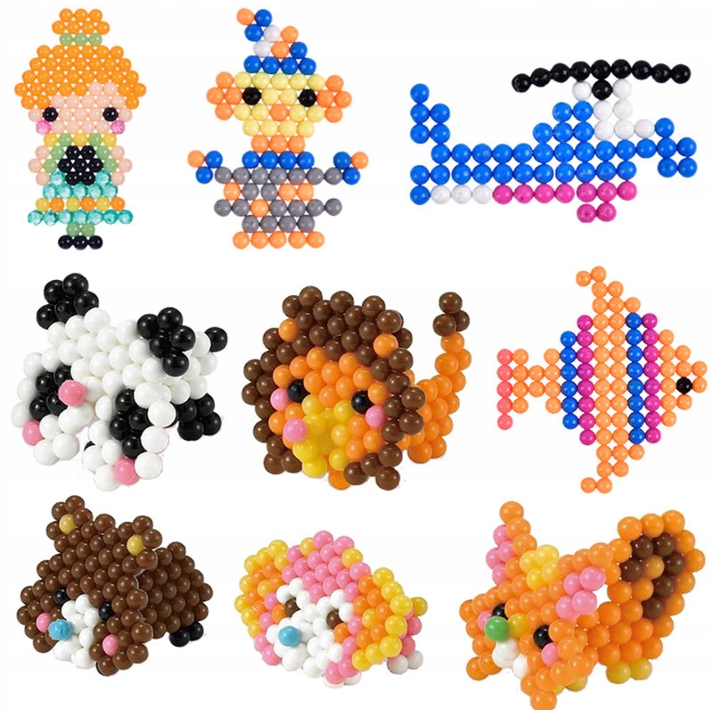 KOLOROWE KORALIKI WODNE Aqua Beads 1000 sztuk Breloki Szablony Zawieszki Marka Doris