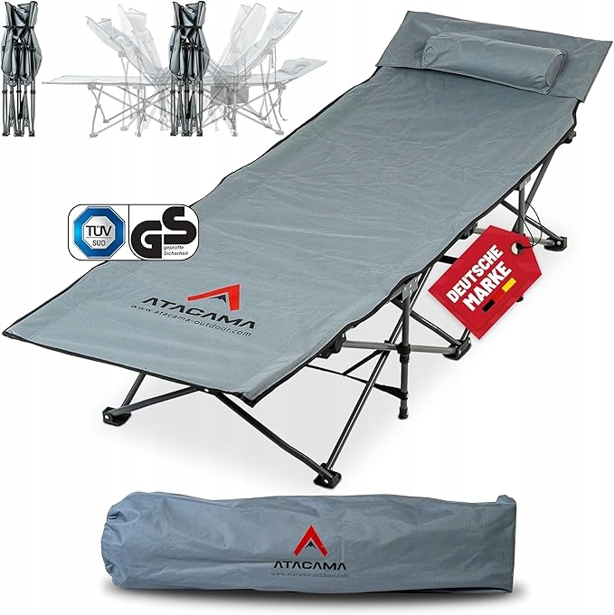 Łóżko polowe 190 cm x 68 cm szary