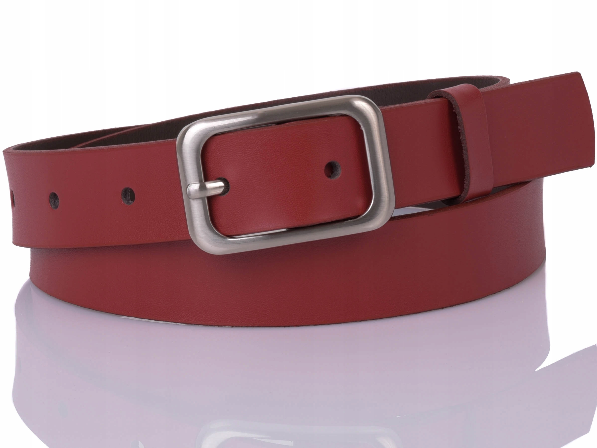 Damski SKÓRZANY pasek 3cm Bordowy |95obw Nazwa koloru producenta Bordowy