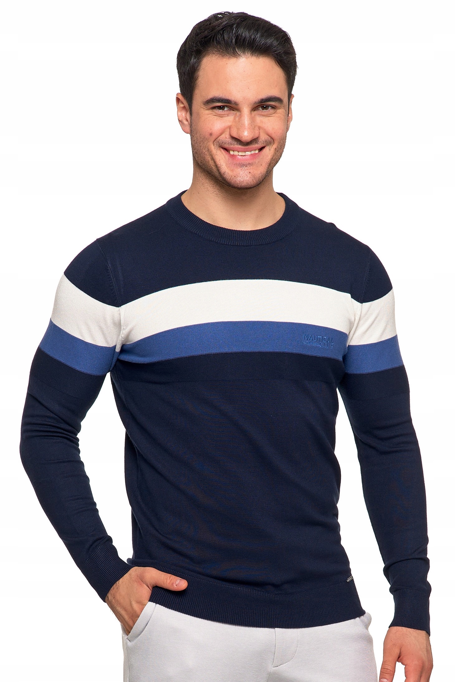 WISKOZOWY MĘSKI KLASYCZNY MIĘKKI SWETER MORAJ PASKI DŁUGI RĘKAW 2XL Rozmiar XXL