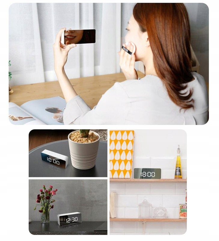 BUDZIK CYFROWY ZEGAREK LED TERMOMETR USB LUSTRO Kolor wielokolorowy