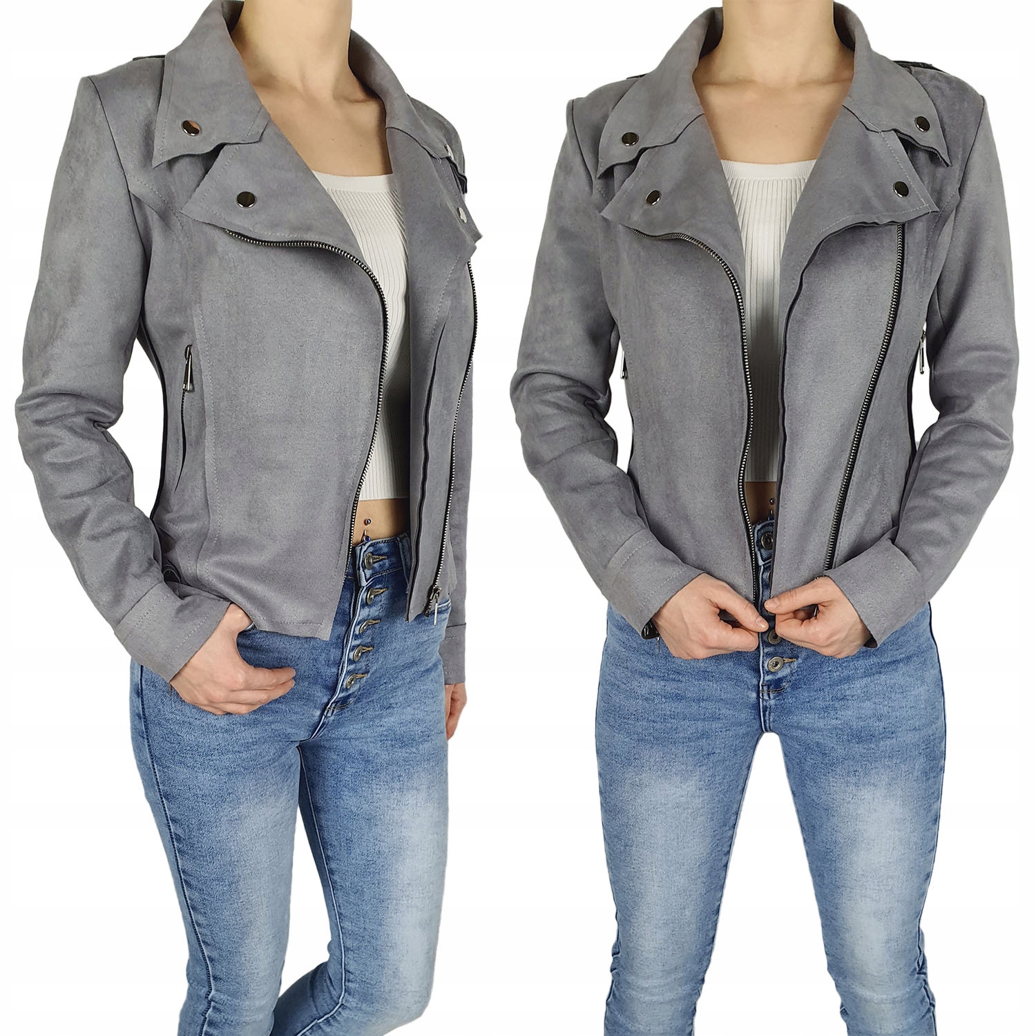 #dámská Semišová Ramoneská Bunda Zipy Zarka