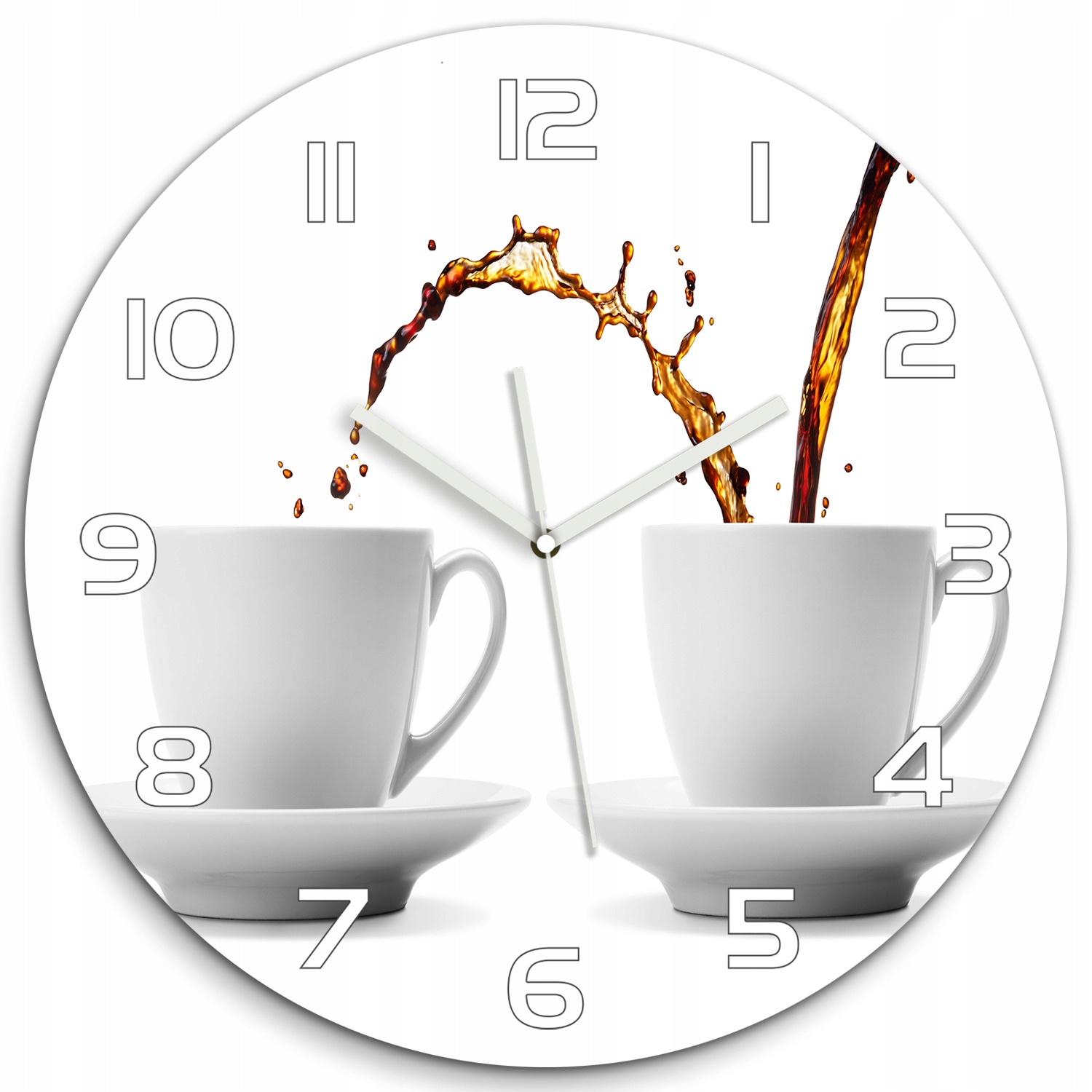 

Szklany duży zegar wiszący Lejąca się kawa fi 60cm