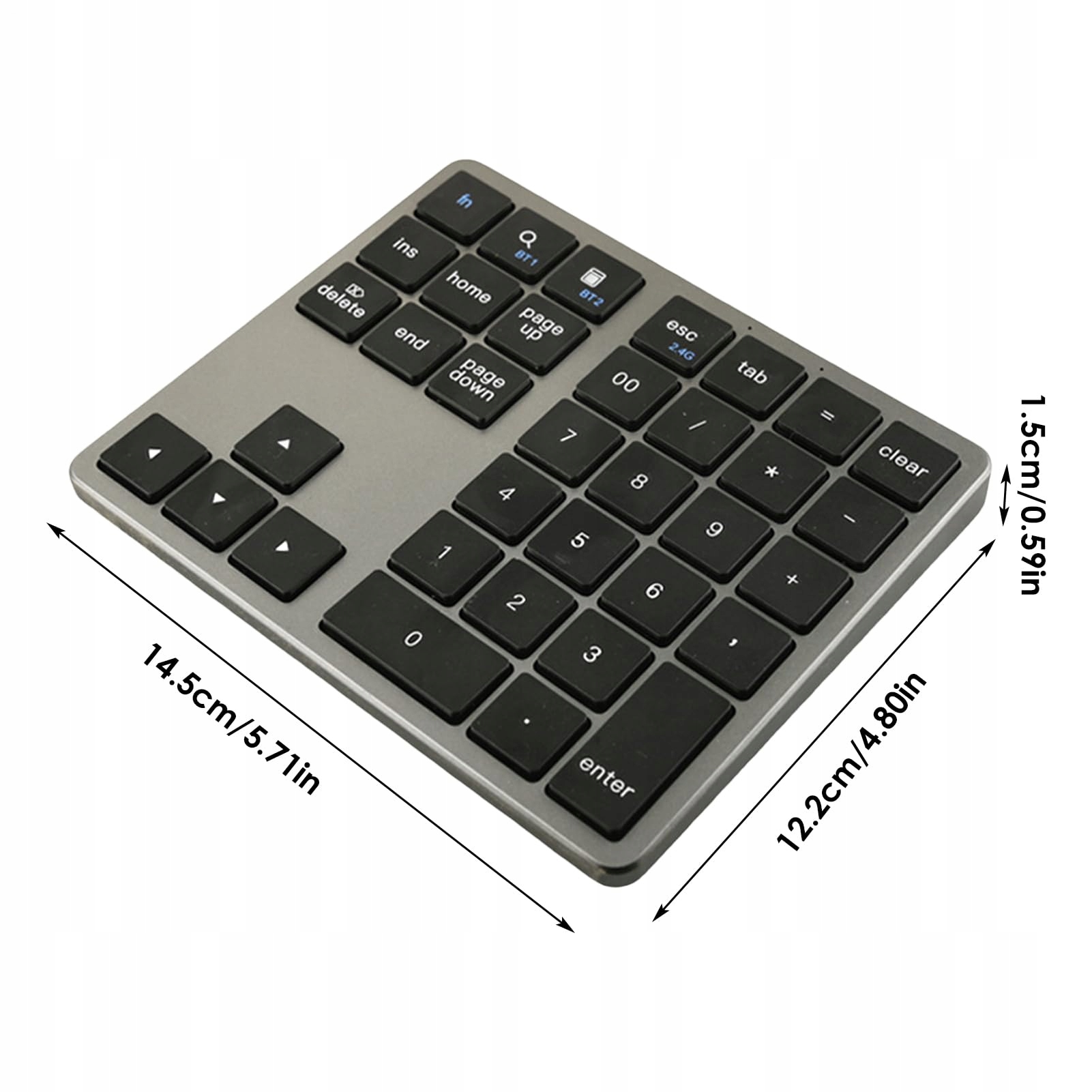 Bezdrátová Numerická Klávesnice Bluetooth S Dvojitým Připojením, Šedá
