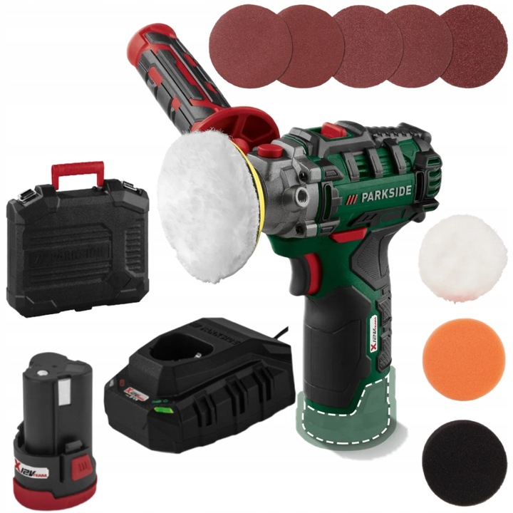 Parkside akumulatorowa polerka 12V Paap 12 E5 akumulator ładowarkj