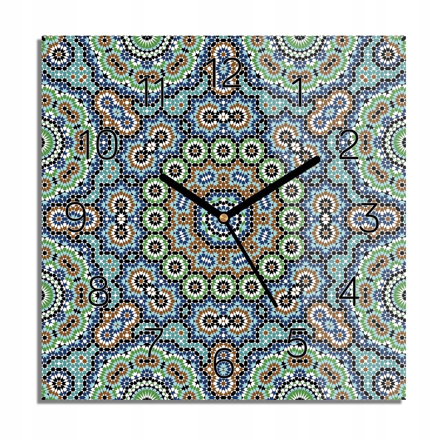 

Mozaika kwiaty wzór zegar szklany 30x30 kwadratowy