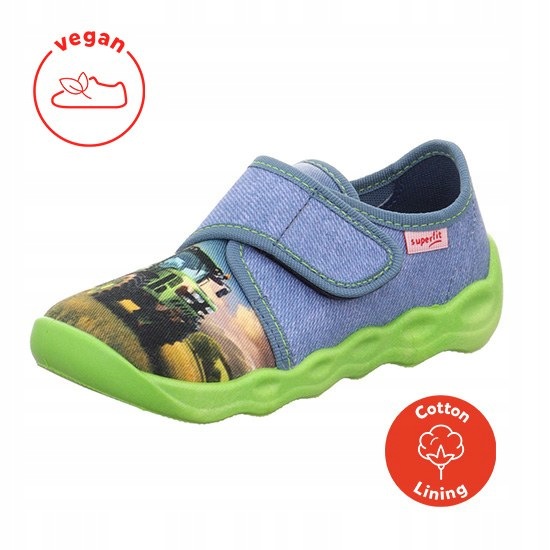 Pantofle Dziecięce Tekstylne Kapcie Superfit Bubble Traktor R.26
