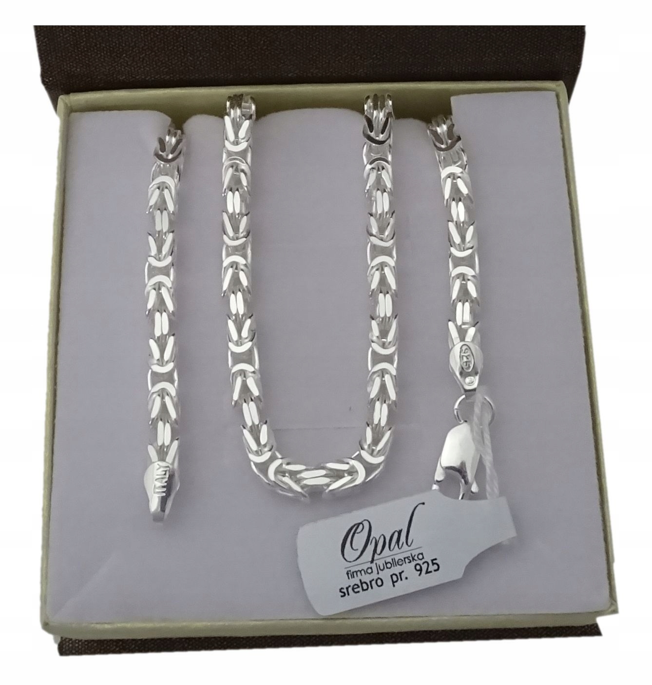 

Łańcuszek Srebrny Męski Splot Królewski +grawer.