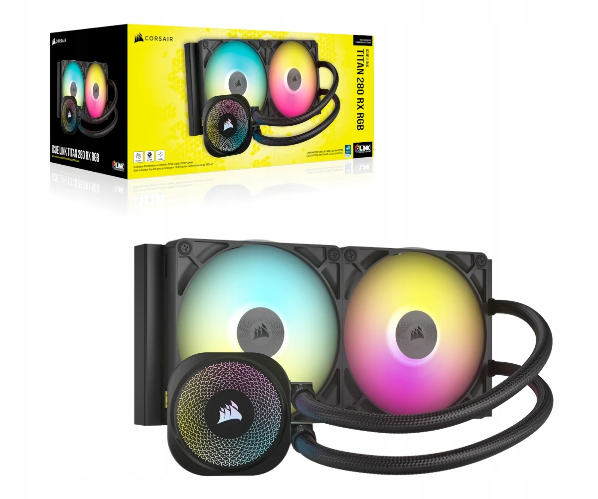 Chlodzenie wodne Corsair iCUE Link Titan 280 Rx Rgb 2x140mm Intel Amd