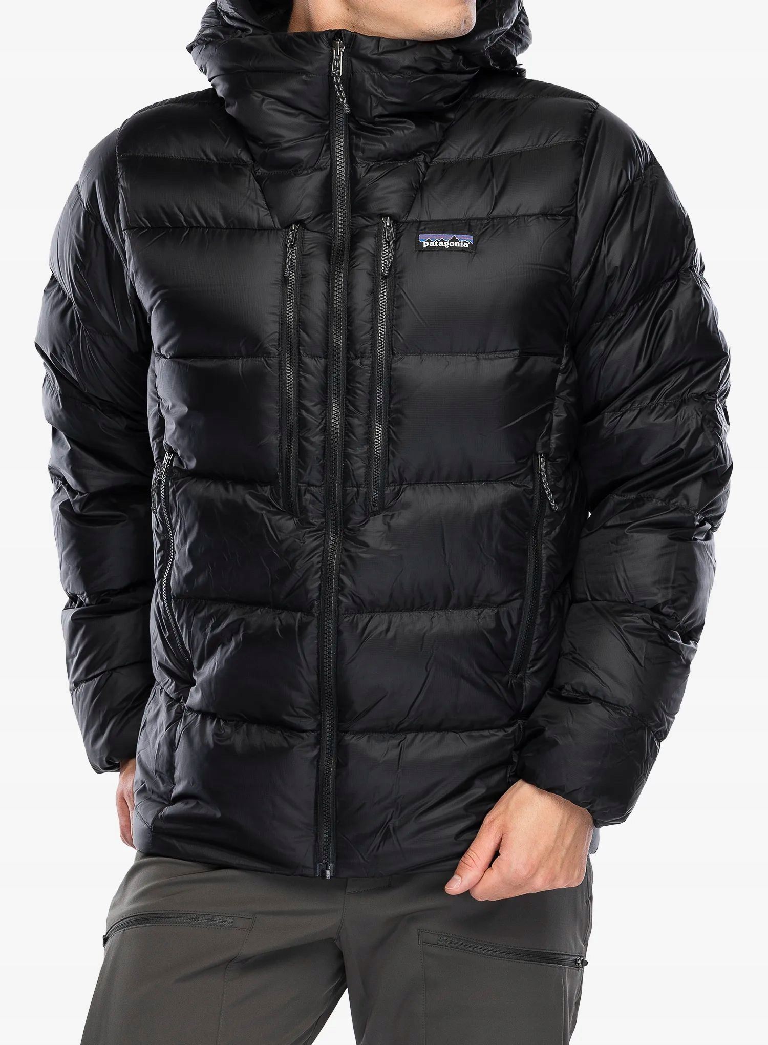 Péřová bunda Patagonia Fitz Roy Down Hoody černá XXL