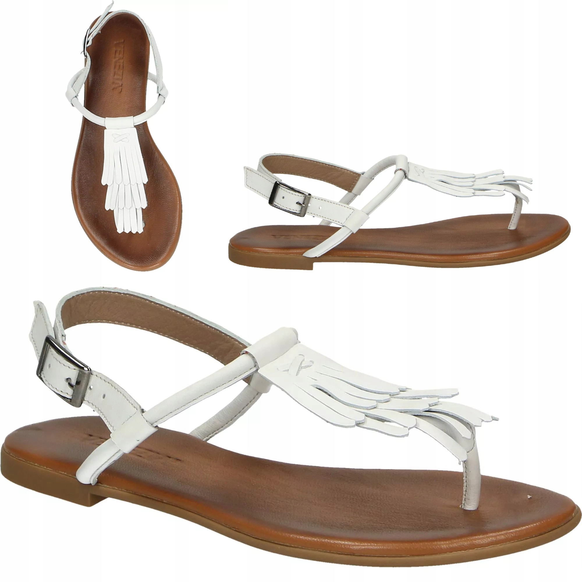 sandály Japonské třásně Venezia 00158 bílé R36