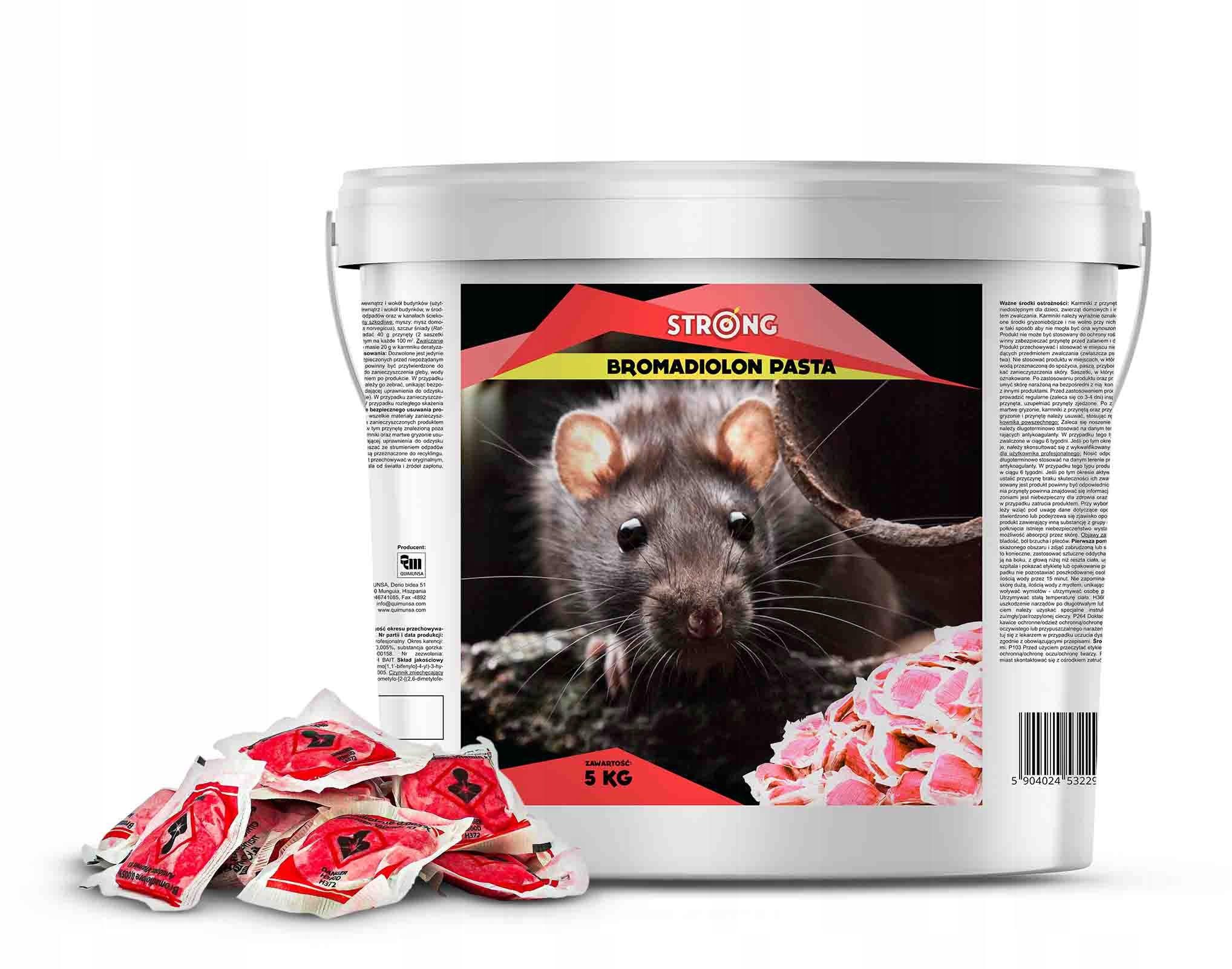 Strong Silna Pasta Trutka Na Myszy I Szczury Bromadiolon 5 Kg