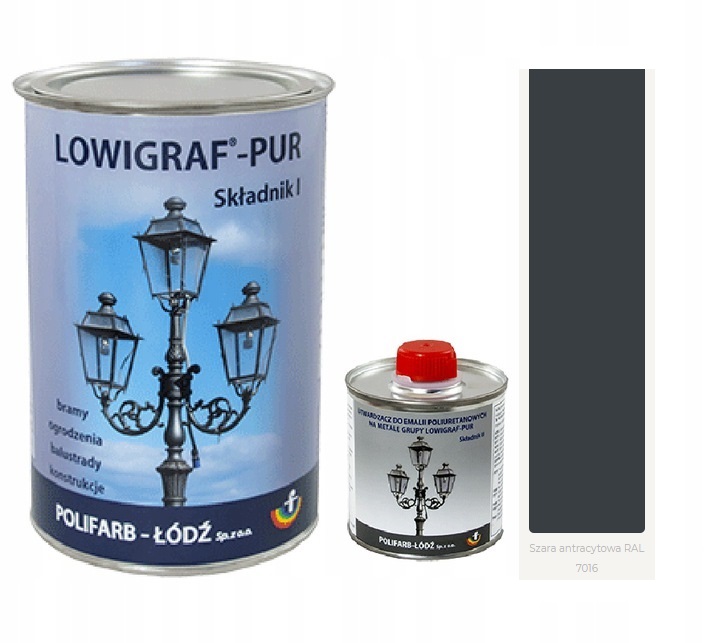 Lowigraf Pur Emalia poliuretanowa 2,5l Szary Antracyt gł. utw.