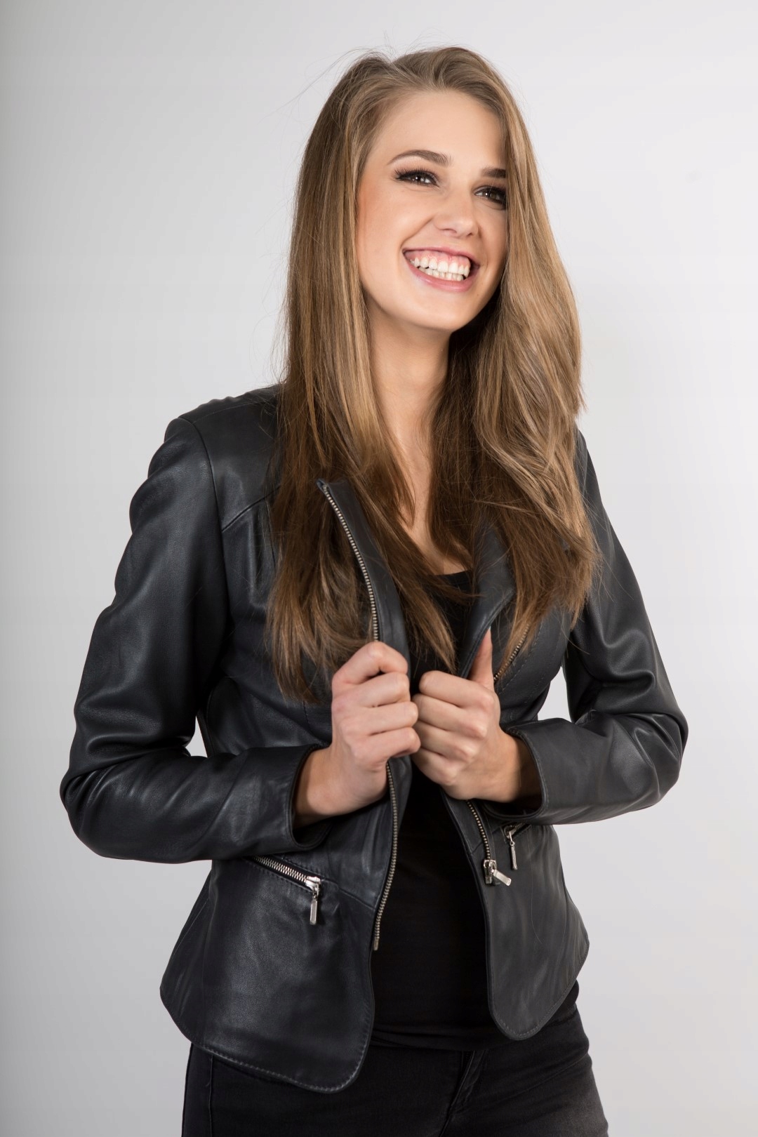 Krótka KURTKA SKÓRZANA damska na zamek KAD-09 XXL 44 Model KAD-09