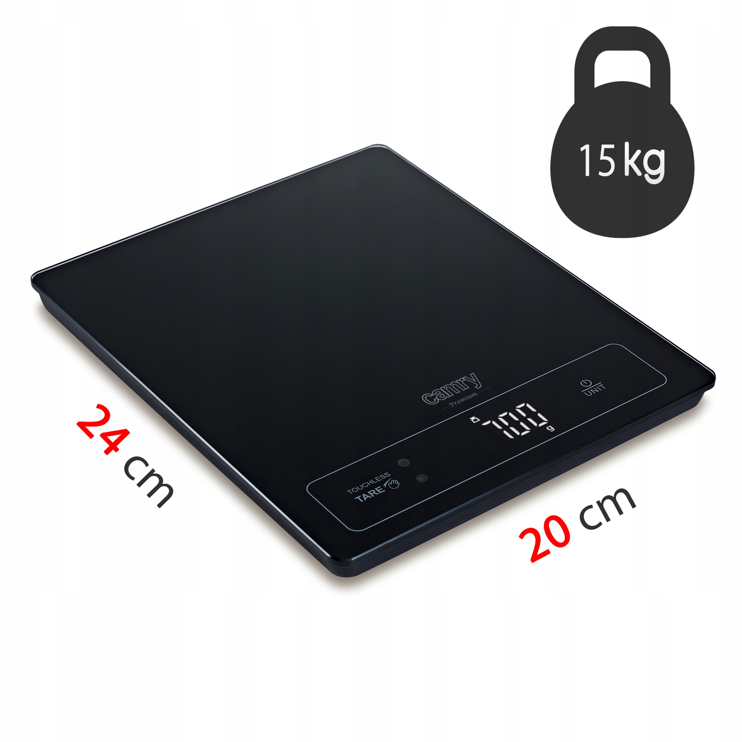 Waga kuchenna CR 3175 - 15kg, bezdotykowe tarowanie, wyświetlacz LED