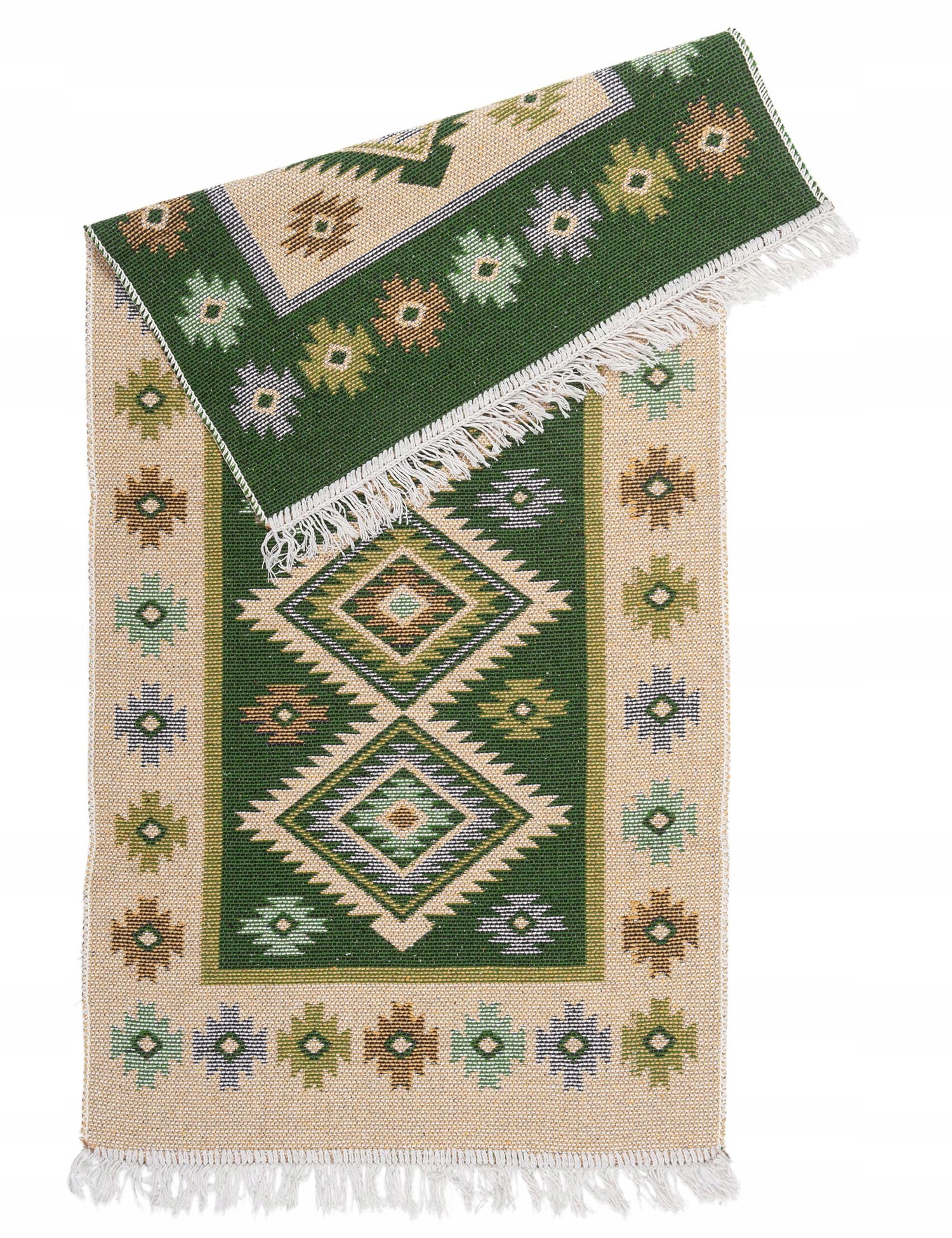 

Dywan kilim tkany dwustronny wzór 60x120 zielony