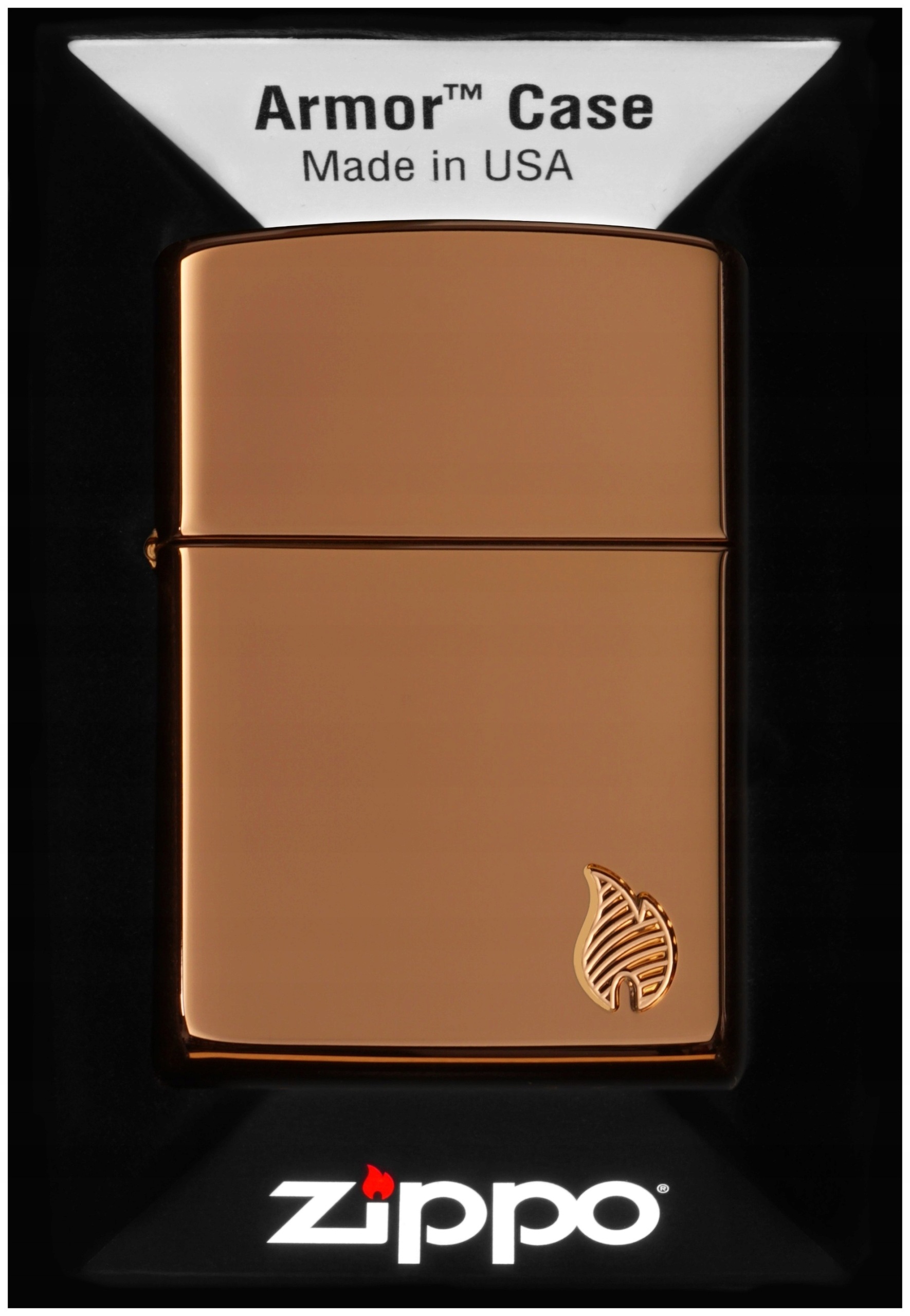 Zapalovač Zippo Armor Flame Rose Gold 60007340 Větruodolný benzínový
