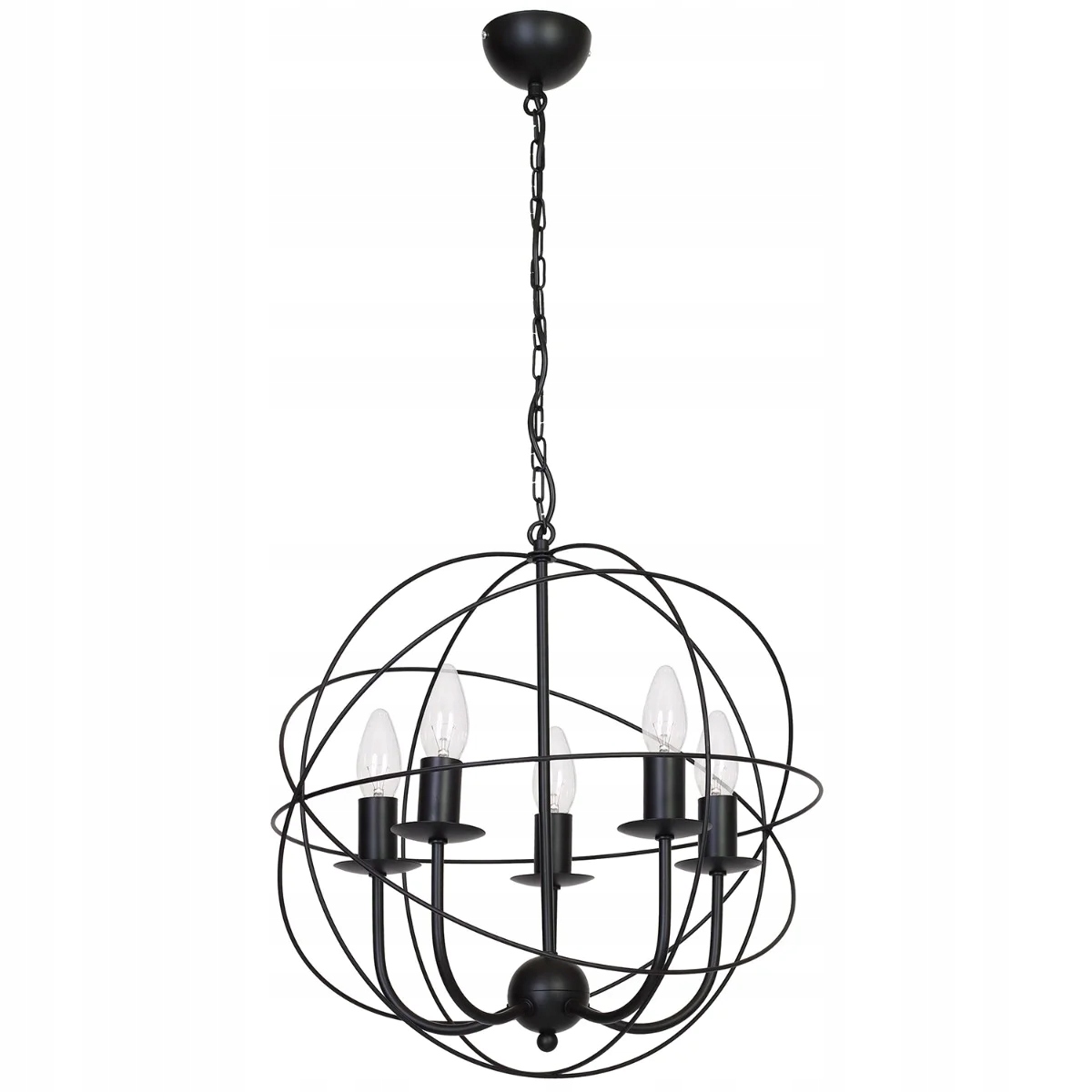 Závěsná svícnová lampa černá na drátěném řetězu 5 bodů 40 cm Luminex