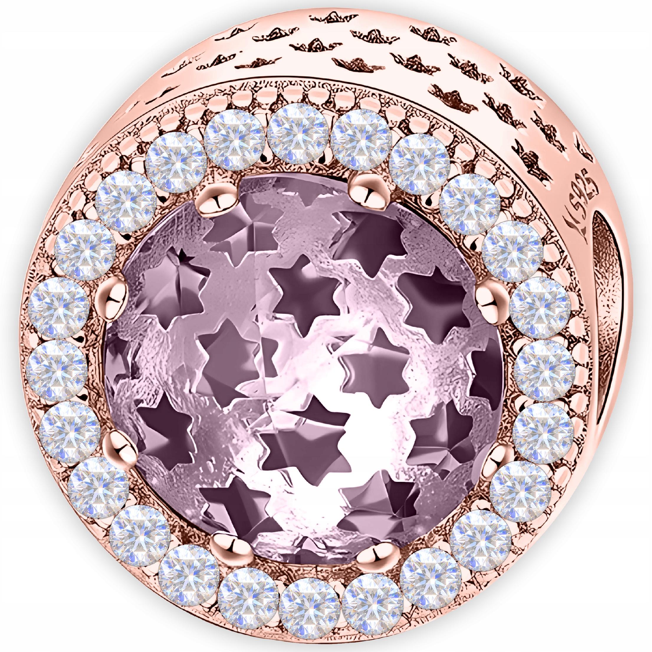 Charms Pozlacený Kulatý klenot s zirkony Hvězdy Stříbro 925