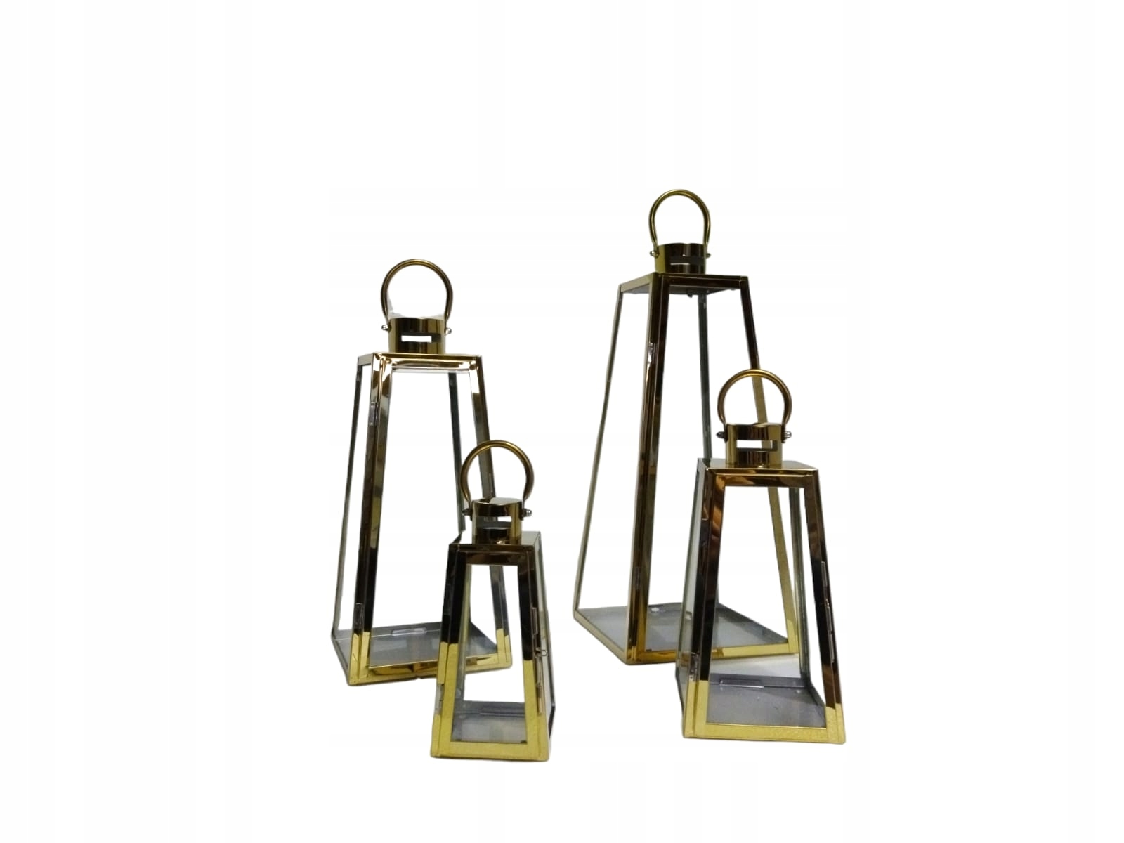 LATARNIA LAMPION METAL SZKŁO TRAPEZ ZŁOTY 46cm Rodzaj lampion