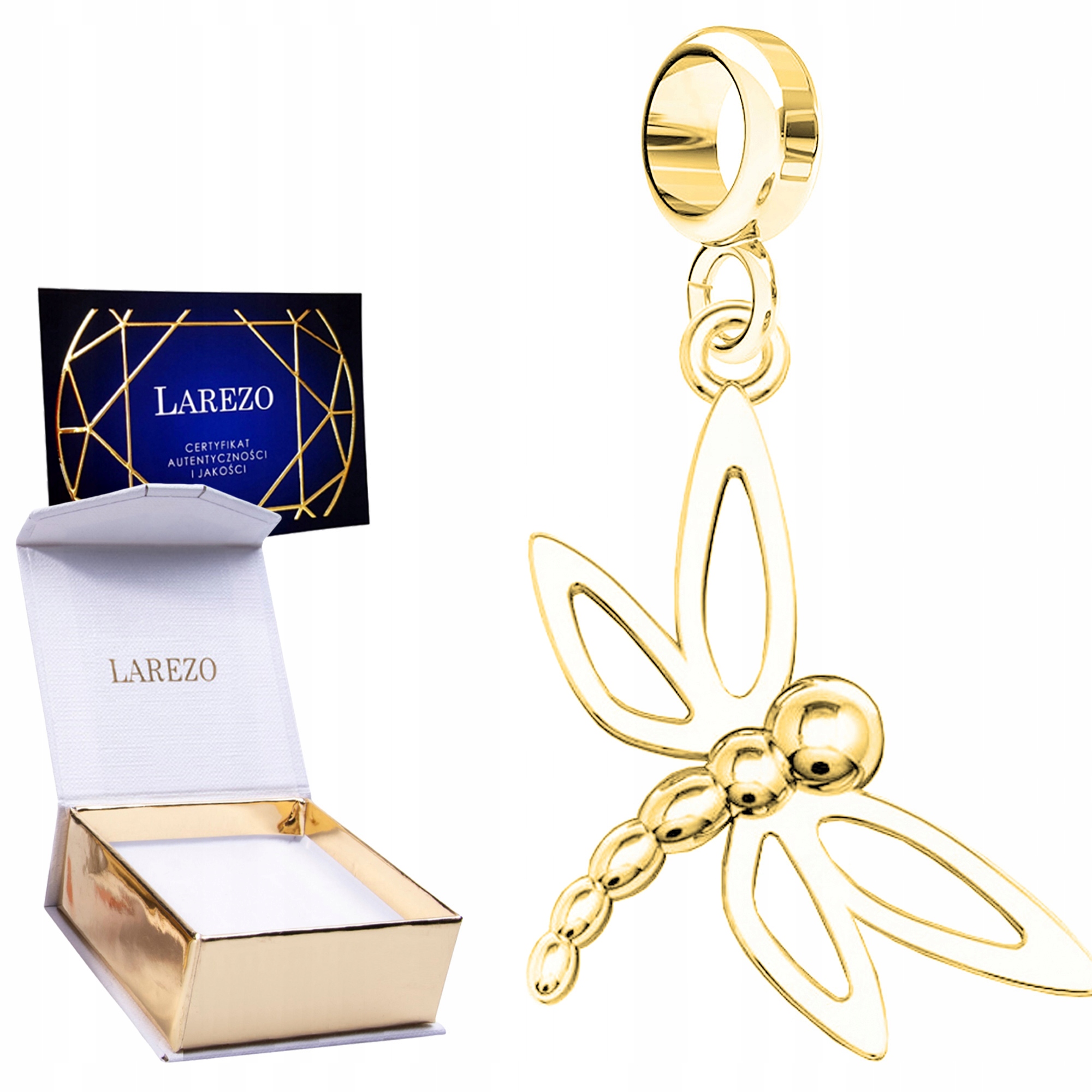 Charms Zlatý Závěsný s hmyzem Vážkou Lesklý hmyz Vážka Příroda Stříbro 925